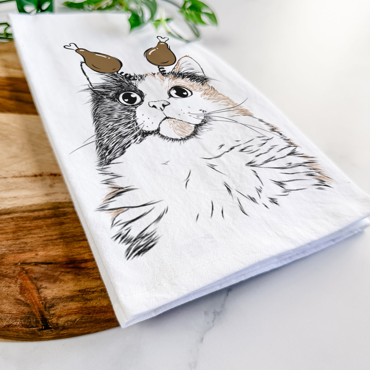 Greta the Calico Cat Tea Towel