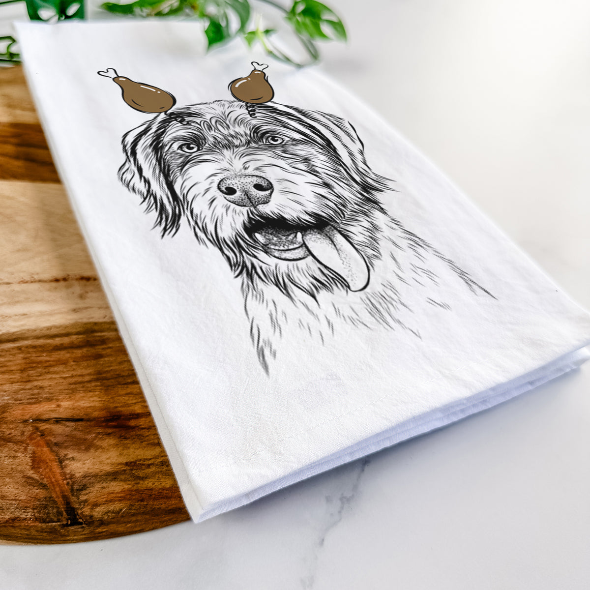 Hazel the German Wirehaired Pointer Mix Tea Towel