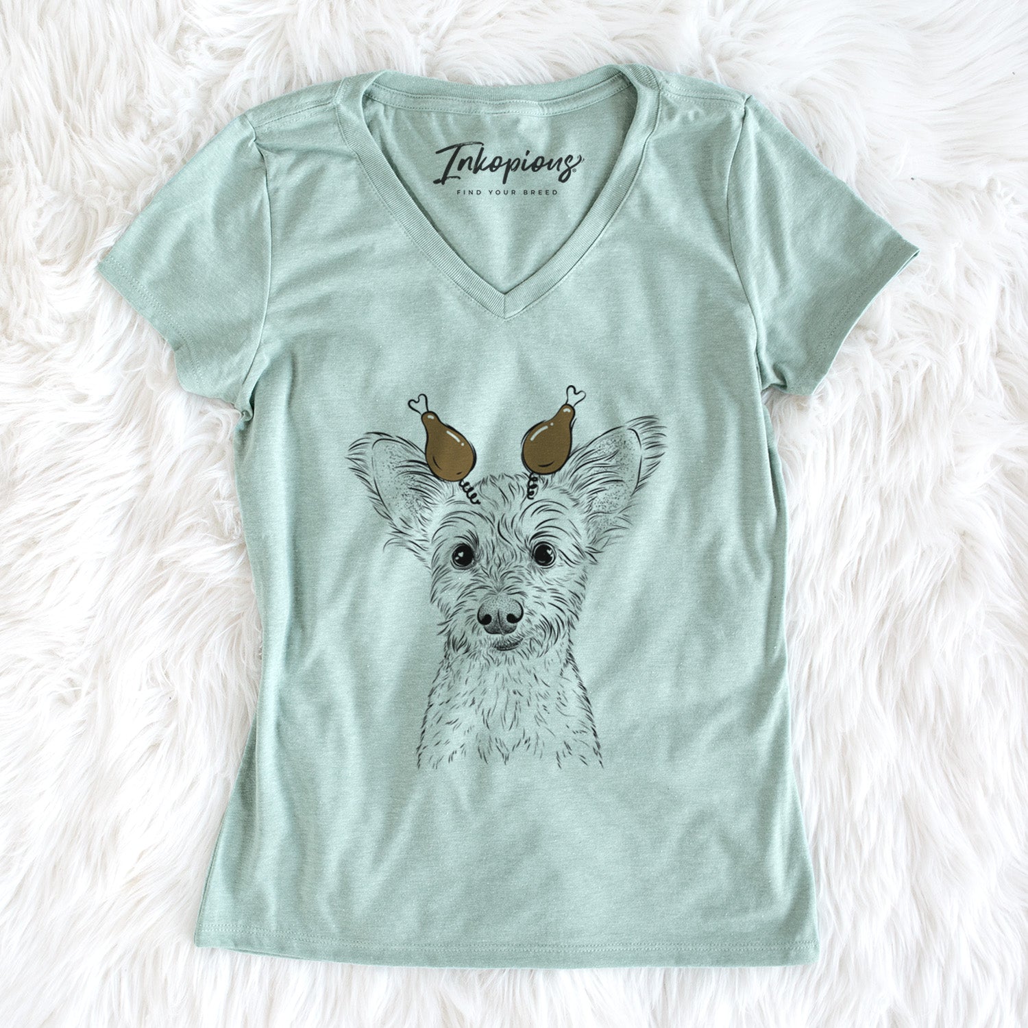 Thanksgiving Heidi the Schnauzer Mix - Women's Perfect V-neck Shirt