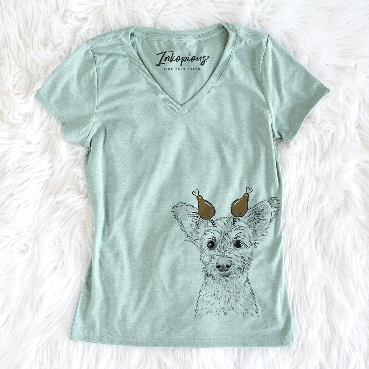 Thanksgiving Heidi the Schnauzer Mix - Women&#39;s Perfect V-neck Shirt