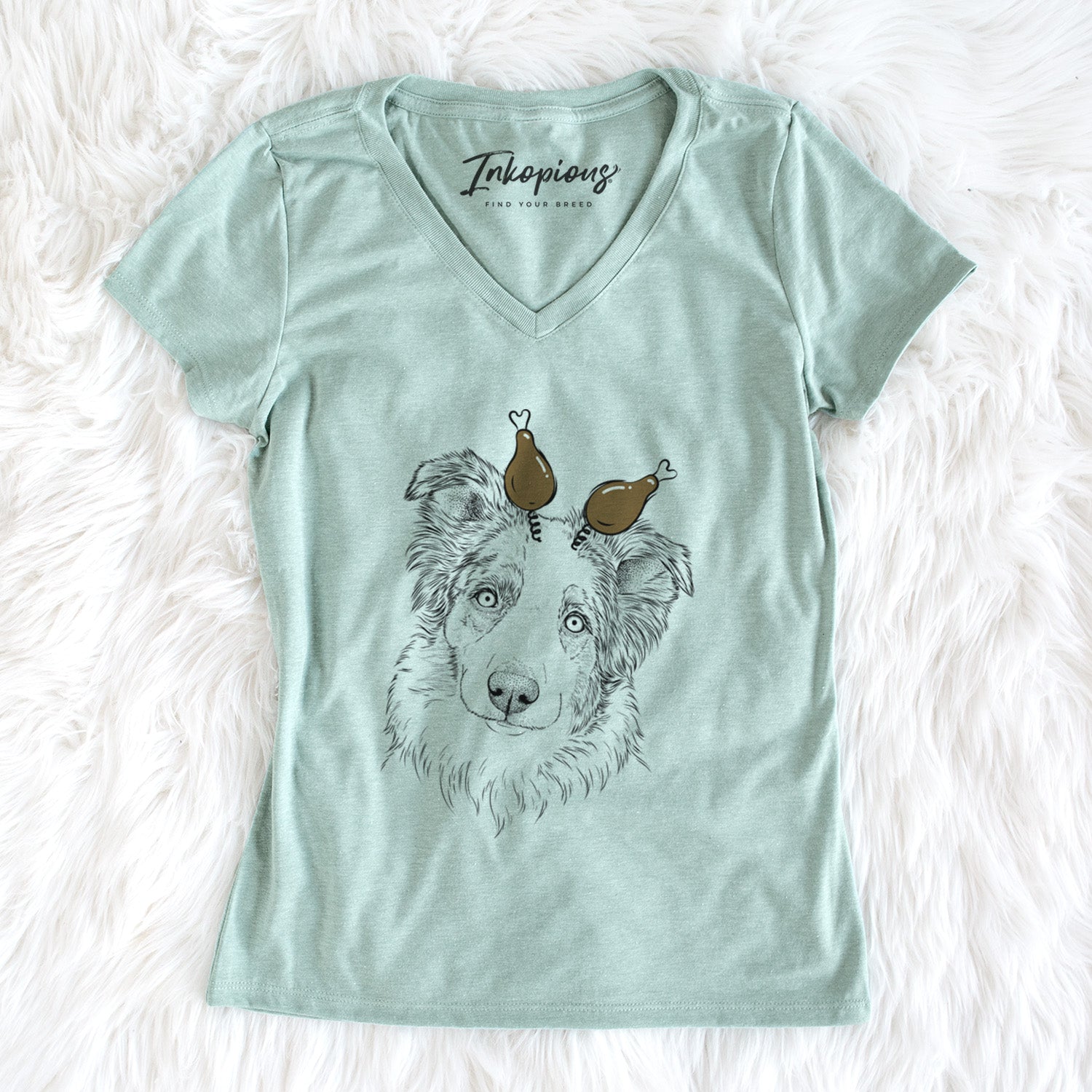 Thanksgiving HoneyBee the Miniature Australian Shepherd - Women's Perfect V-neck Shirt