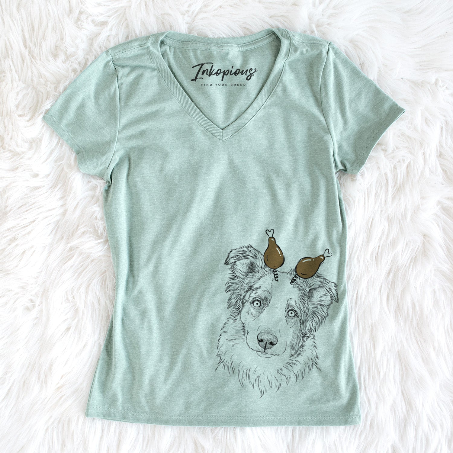 Thanksgiving HoneyBee the Miniature Australian Shepherd - Women's Perfect V-neck Shirt