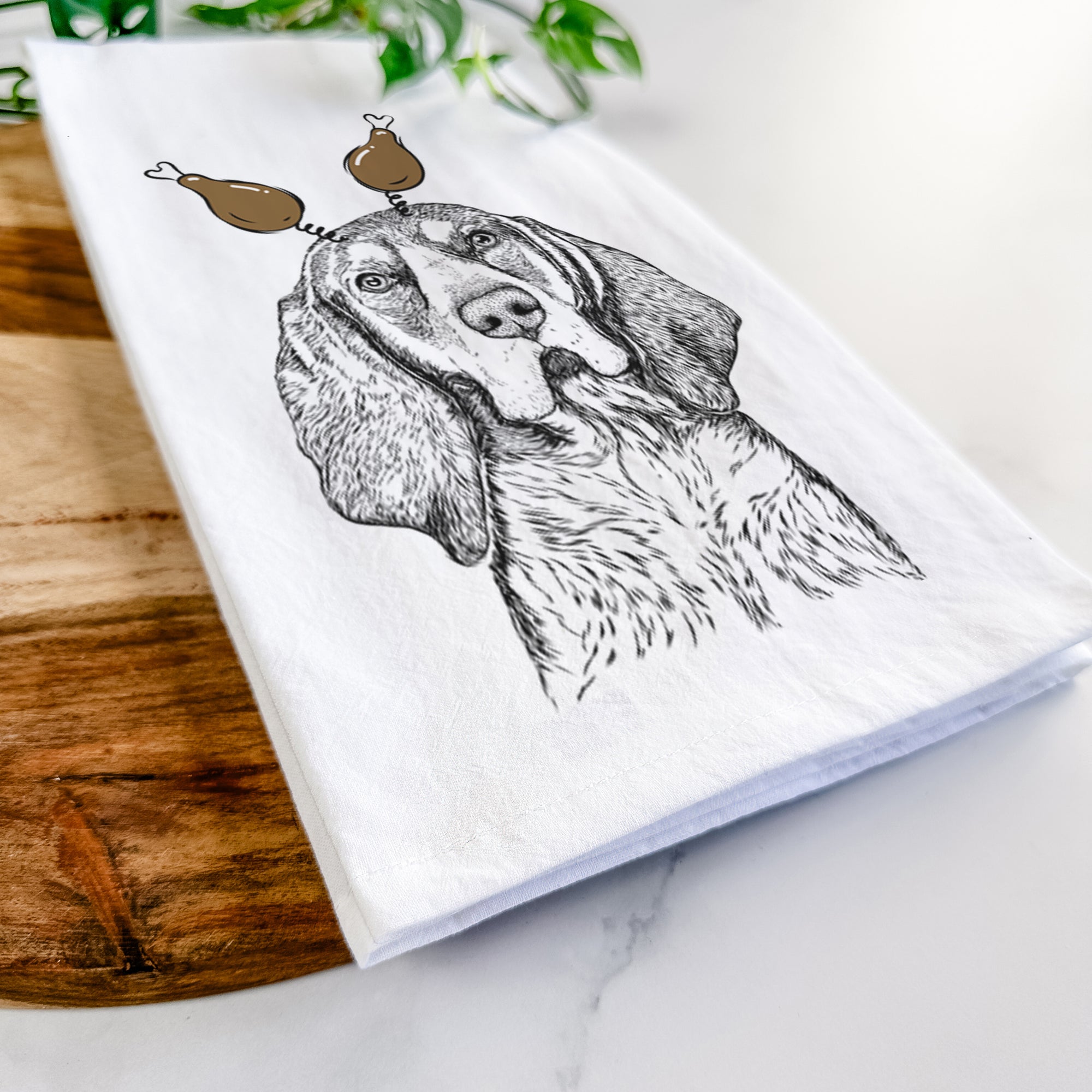 Huck the Bluetick Coonhound Tea Towel