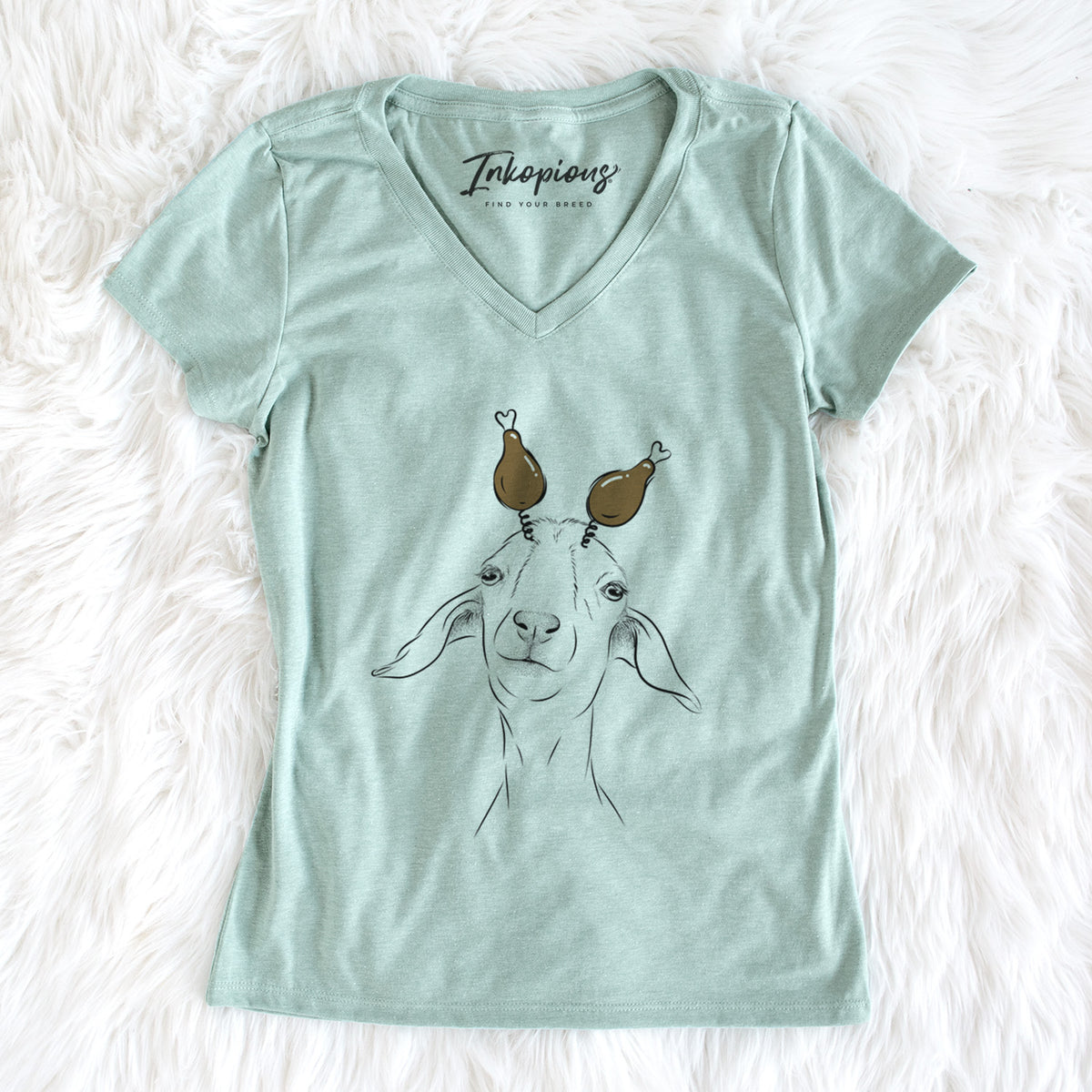 Thanksgiving Kara Dune the Spanish Boer Goat - Women's Perfect V-neck Shirt