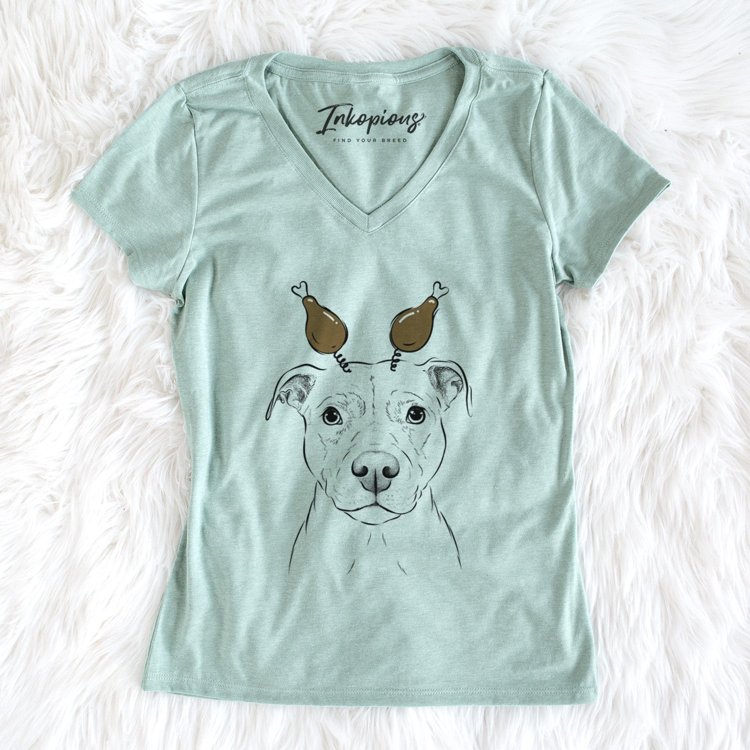 Thanksgiving Khaleesi the Pitbull - Women's Perfect V-neck Shirt