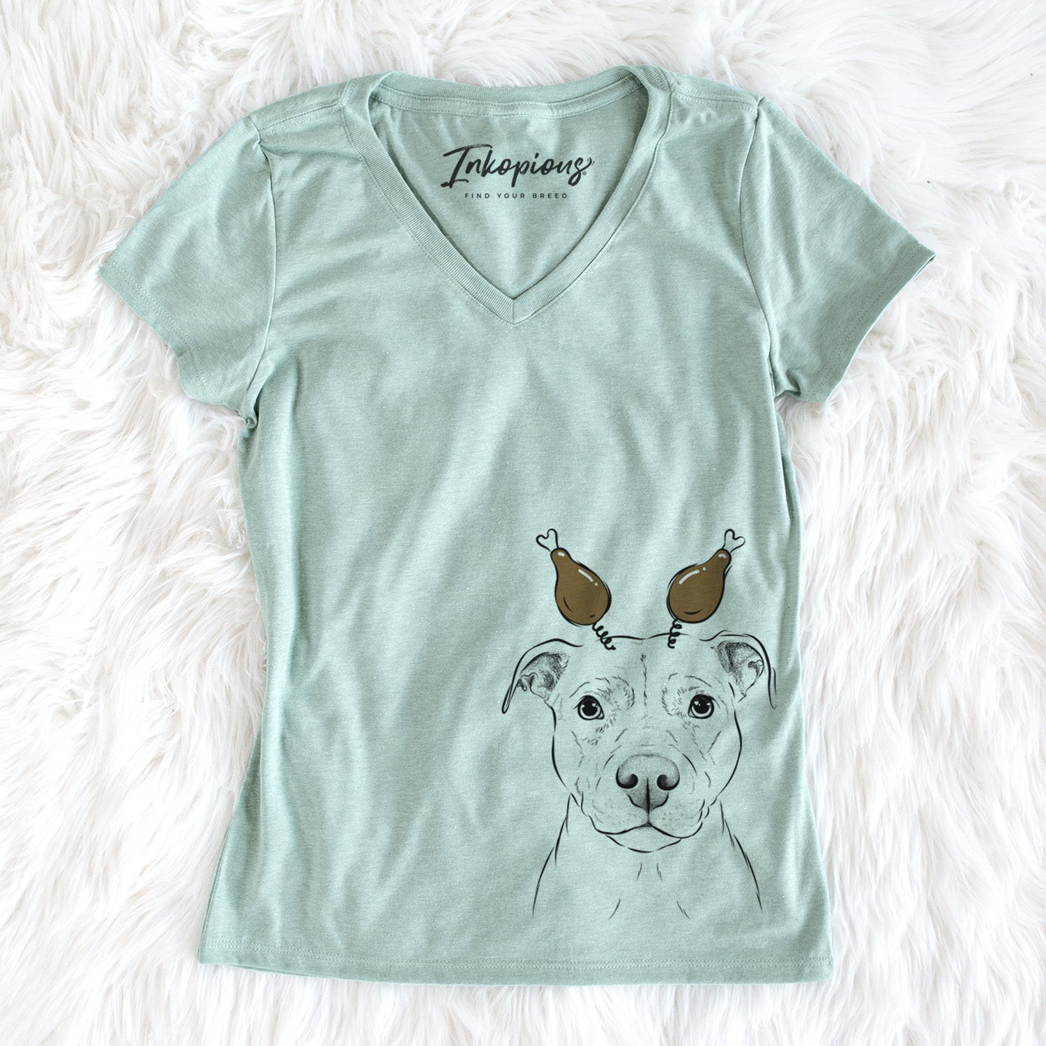 Thanksgiving Khaleesi the Pitbull - Women's Perfect V-neck Shirt