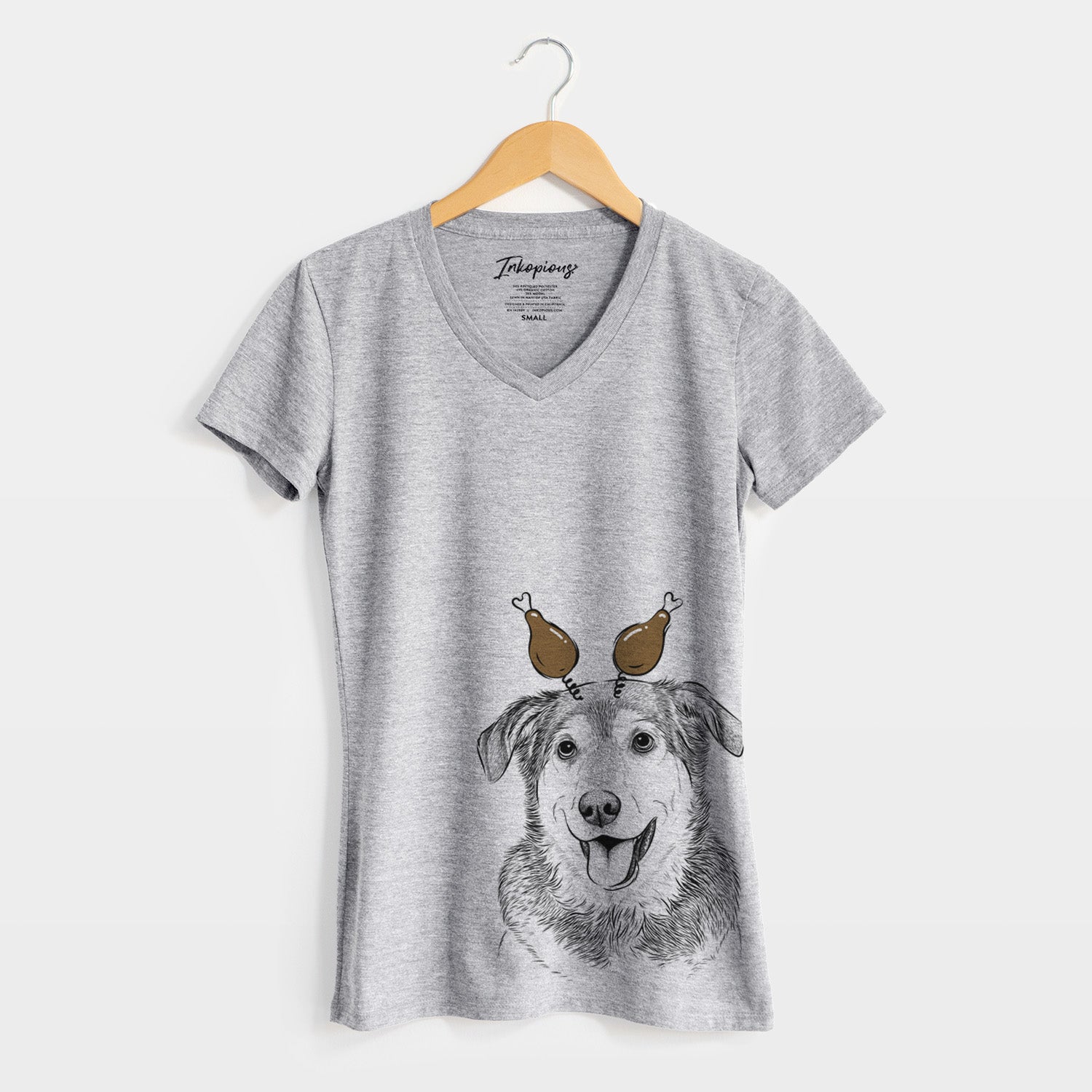 Thanksgiving Lance the Lab/Shepherd Mix - Women's Perfect V-neck Shirt