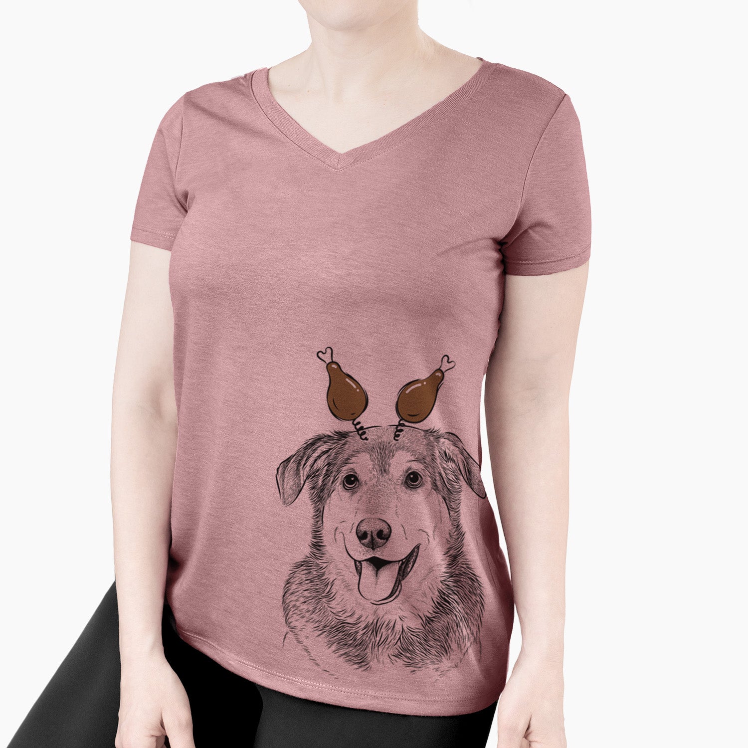 Thanksgiving Lance the Lab/Shepherd Mix - Women's Perfect V-neck Shirt