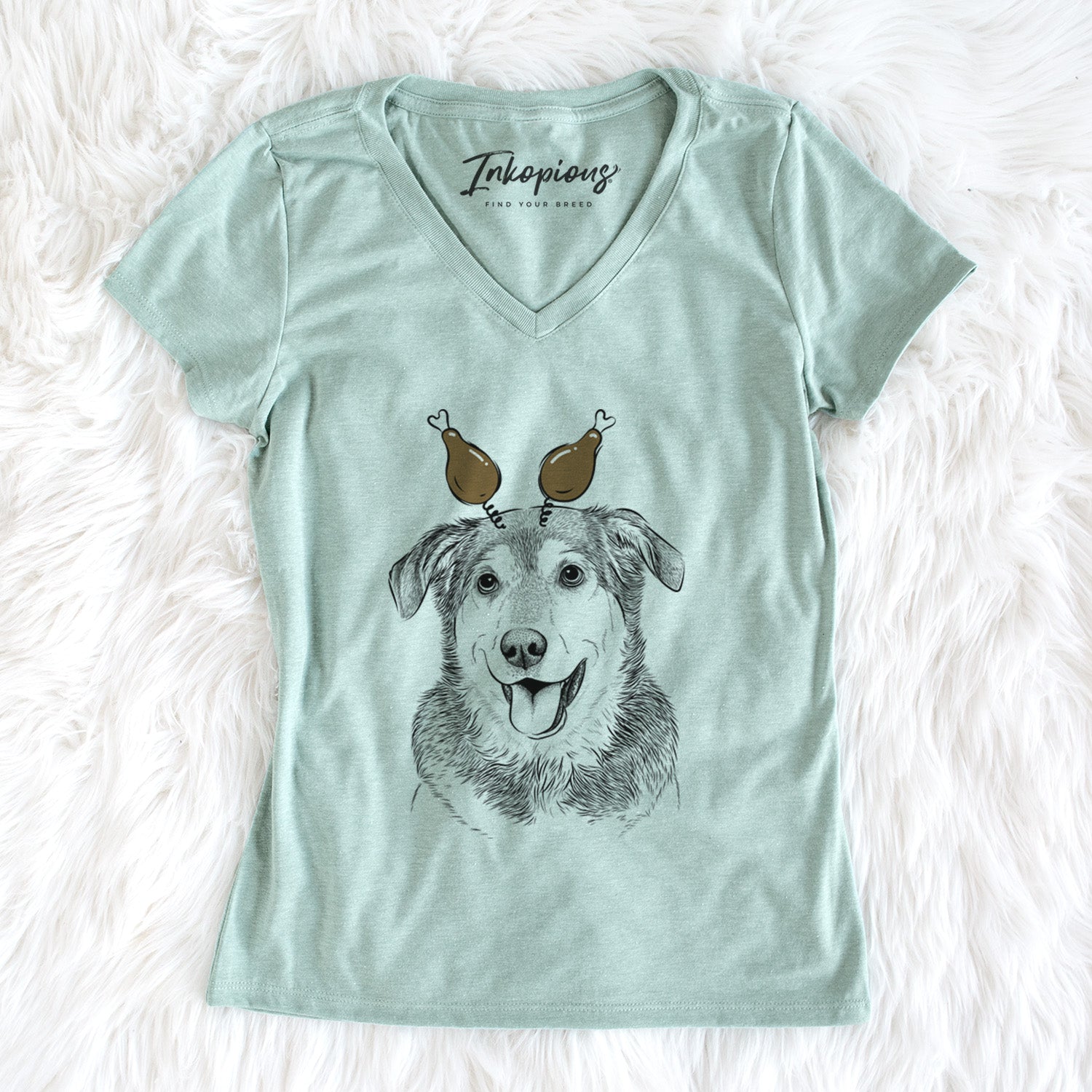 Thanksgiving Lance the Lab/Shepherd Mix - Women's Perfect V-neck Shirt