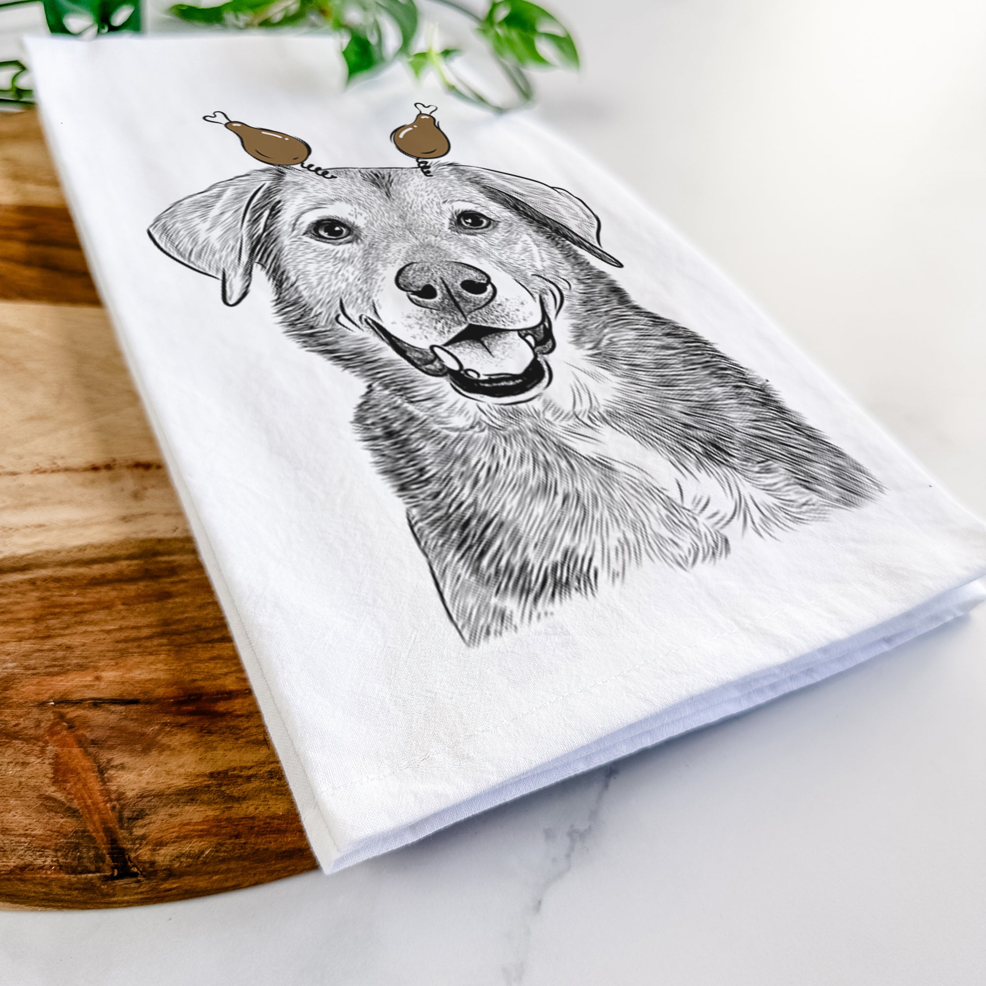 Oliver the Mixed Breed Tea Towel