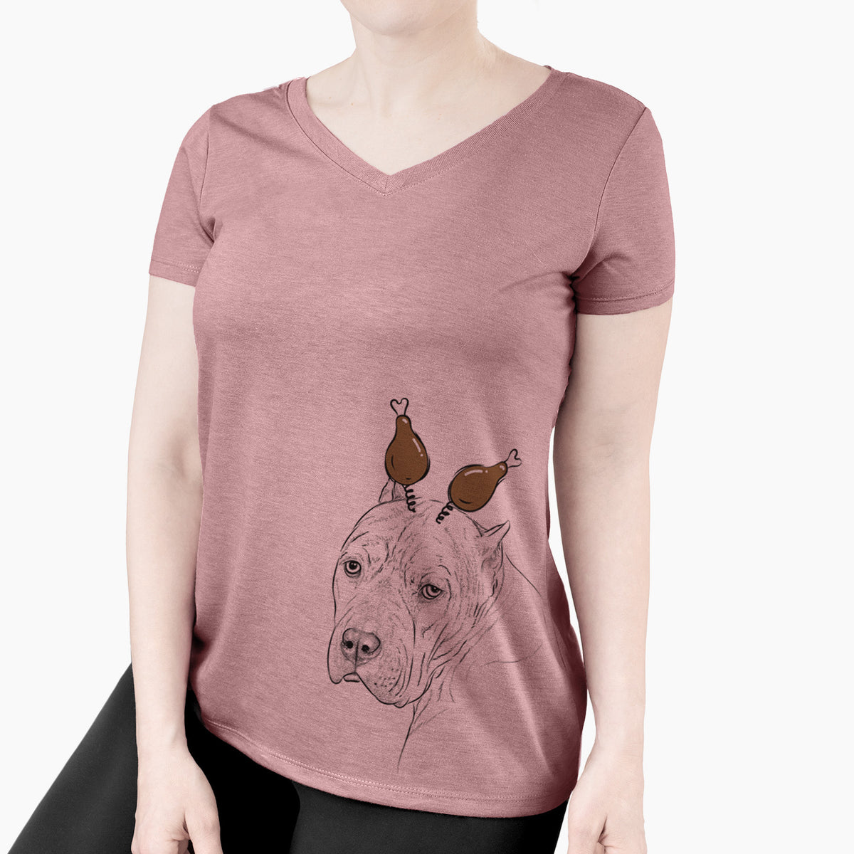 Thanksgiving Precious the Staffordshire Terrier - Women's Perfect V-neck Shirt