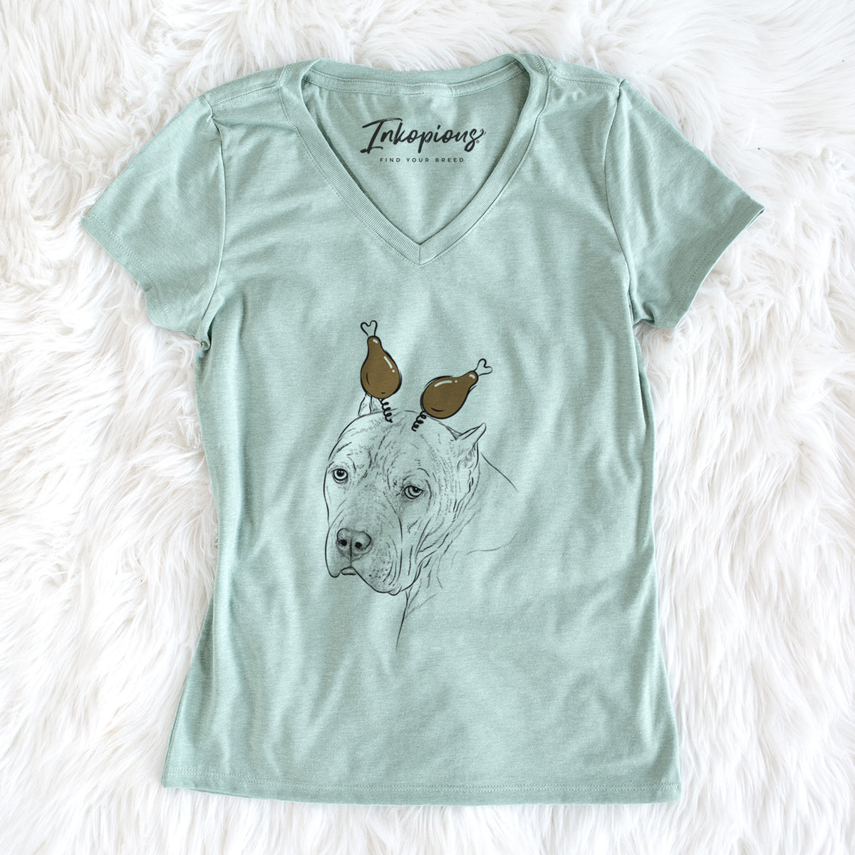 Thanksgiving Precious the Staffordshire Terrier - Women's Perfect V-neck Shirt