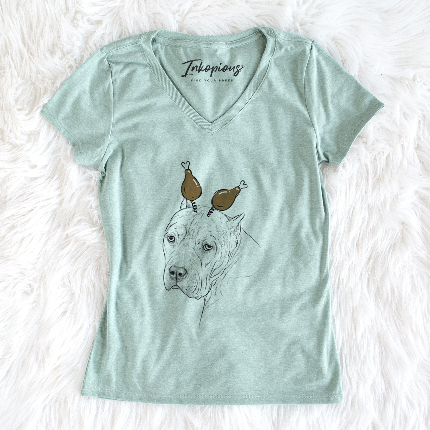 Thanksgiving Precious the Staffordshire Terrier - Women's Perfect V-neck Shirt