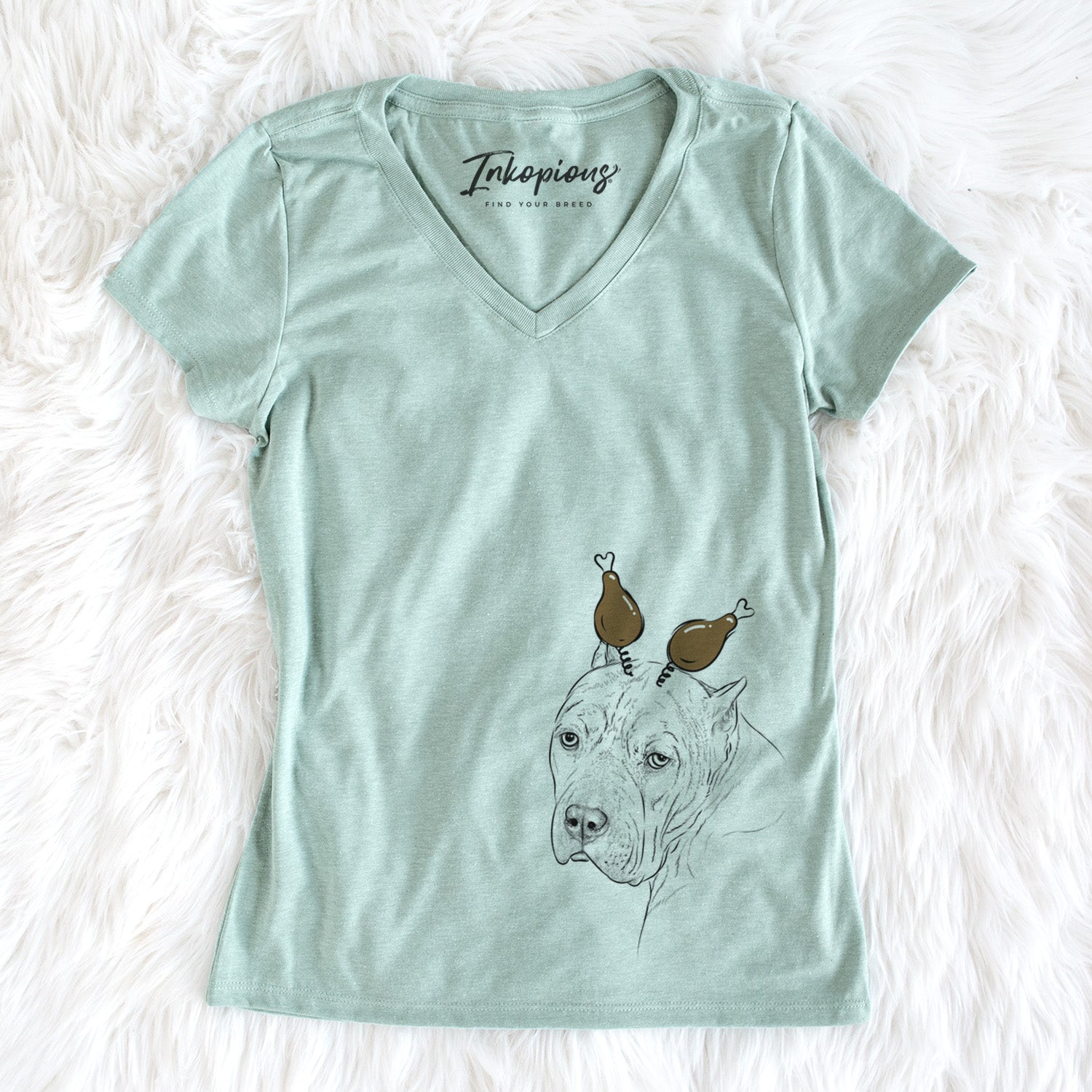 Thanksgiving Precious the Staffordshire Terrier - Women's Perfect V-neck Shirt