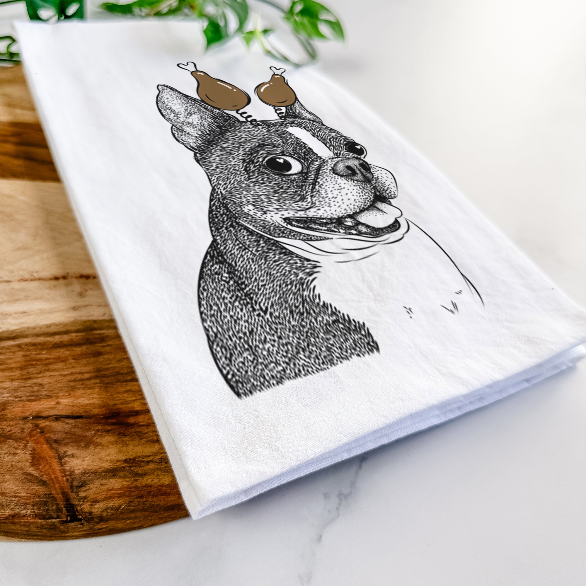 Ralphie the Boston Terrier Tea Towel