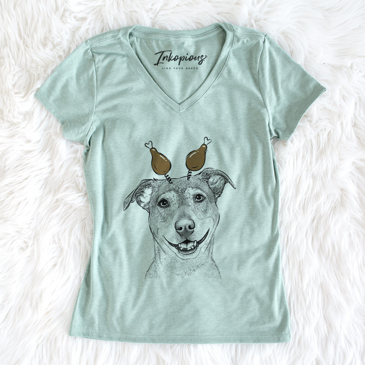 Thanksgiving Reese the Mountain Cur - Women's Perfect V-neck Shirt
