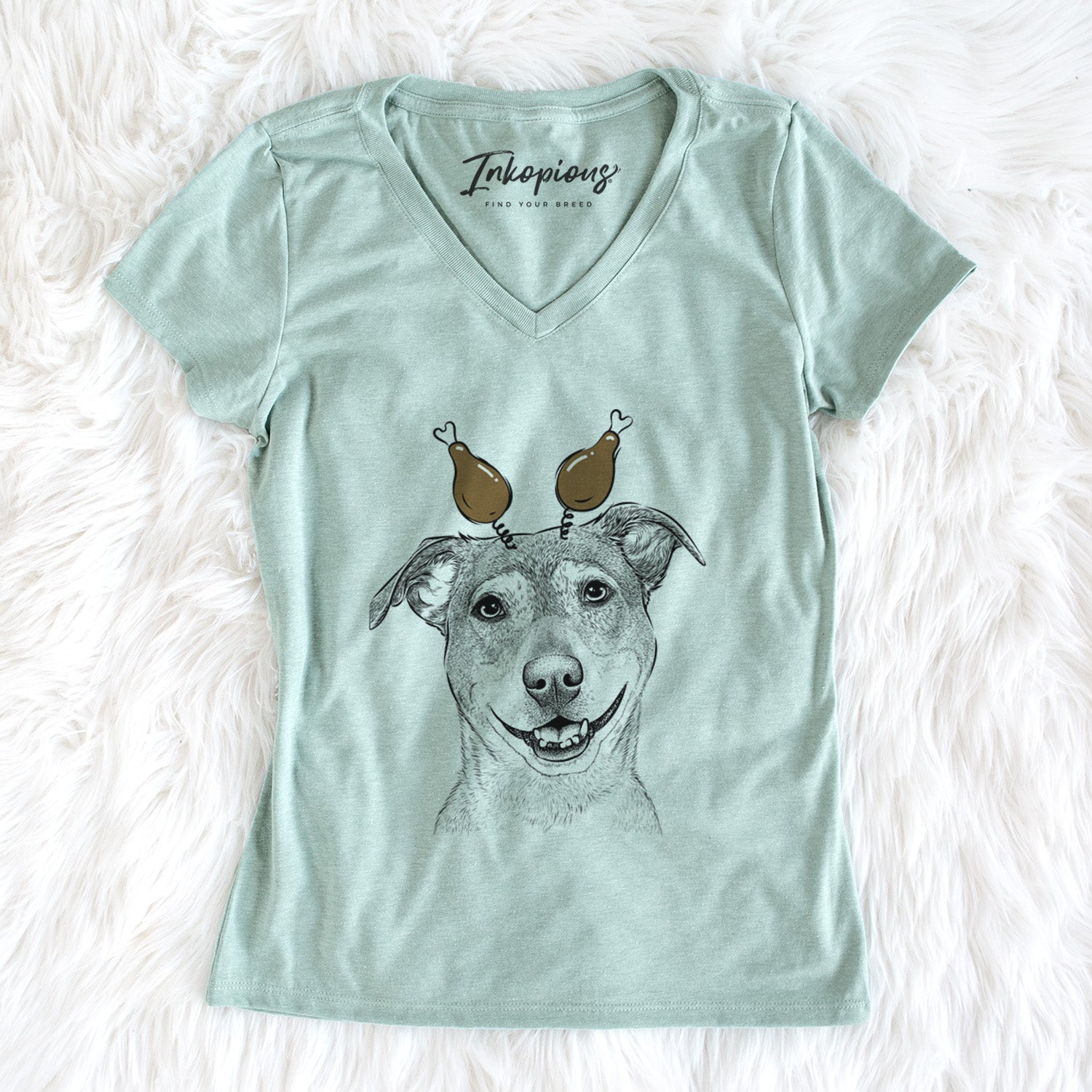 Thanksgiving Reese the Mountain Cur - Women's Perfect V-neck Shirt