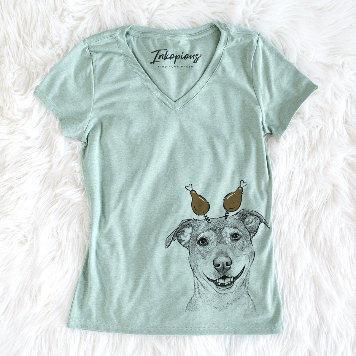 Thanksgiving Reese the Mountain Cur - Women&#39;s Perfect V-neck Shirt