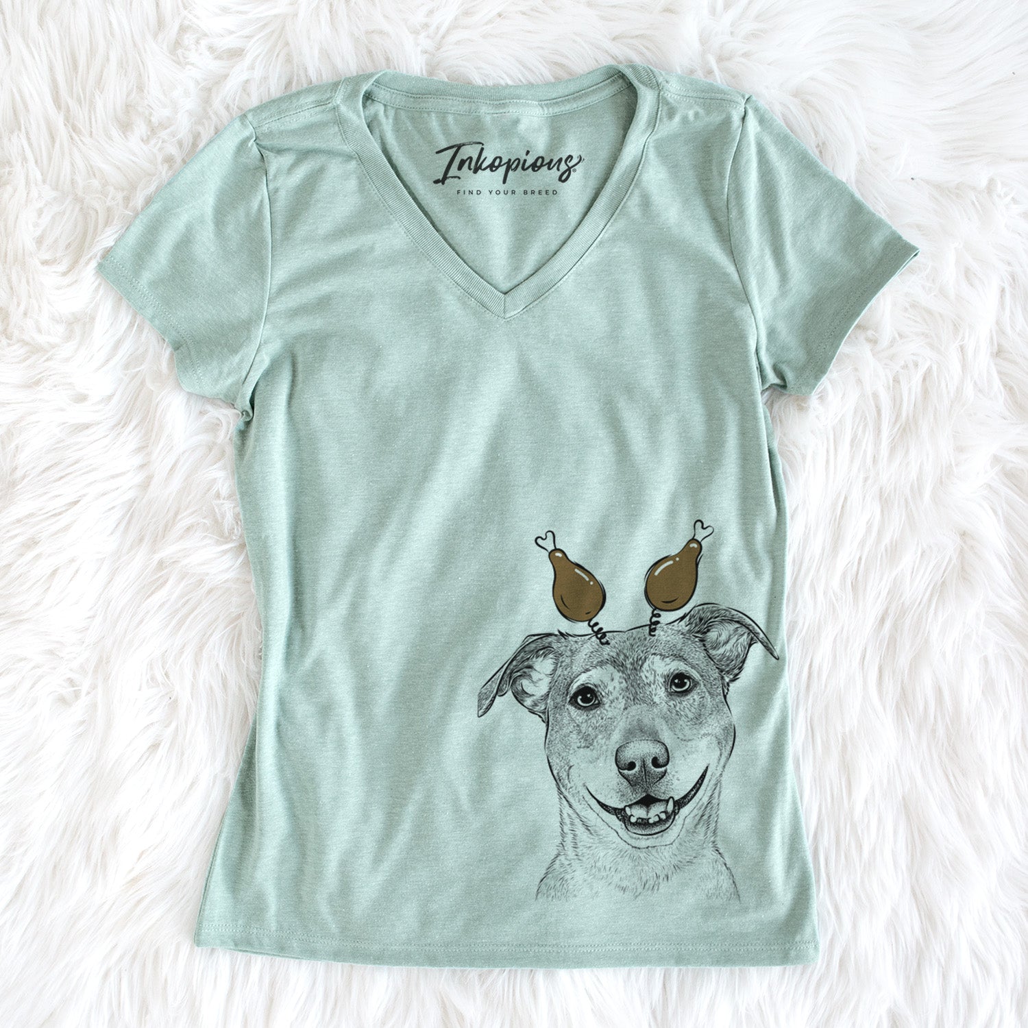 Thanksgiving Reese the Mountain Cur - Women's Perfect V-neck Shirt