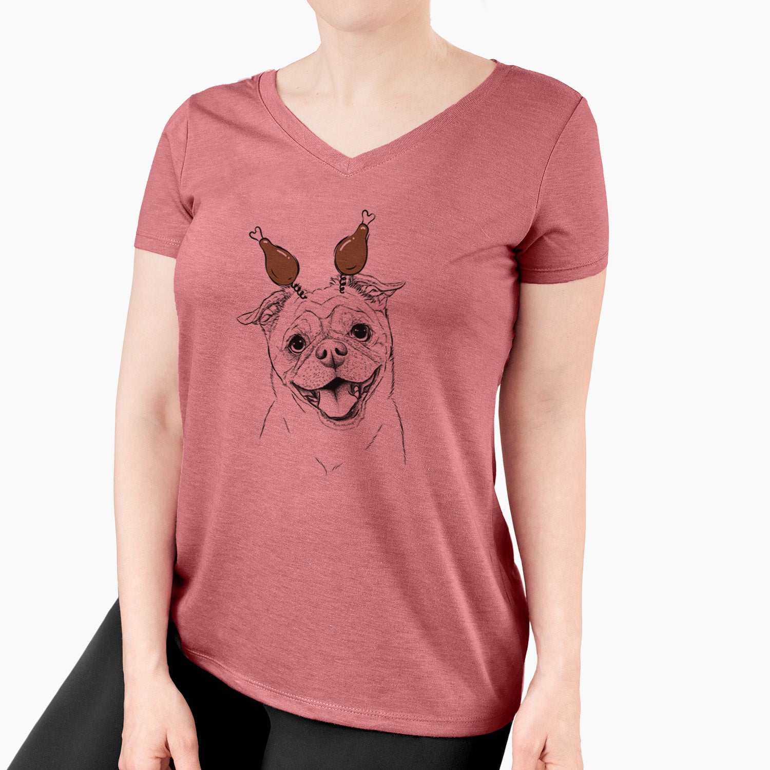 Thanksgiving Riley the Chug - Women's Perfect V-neck Shirt