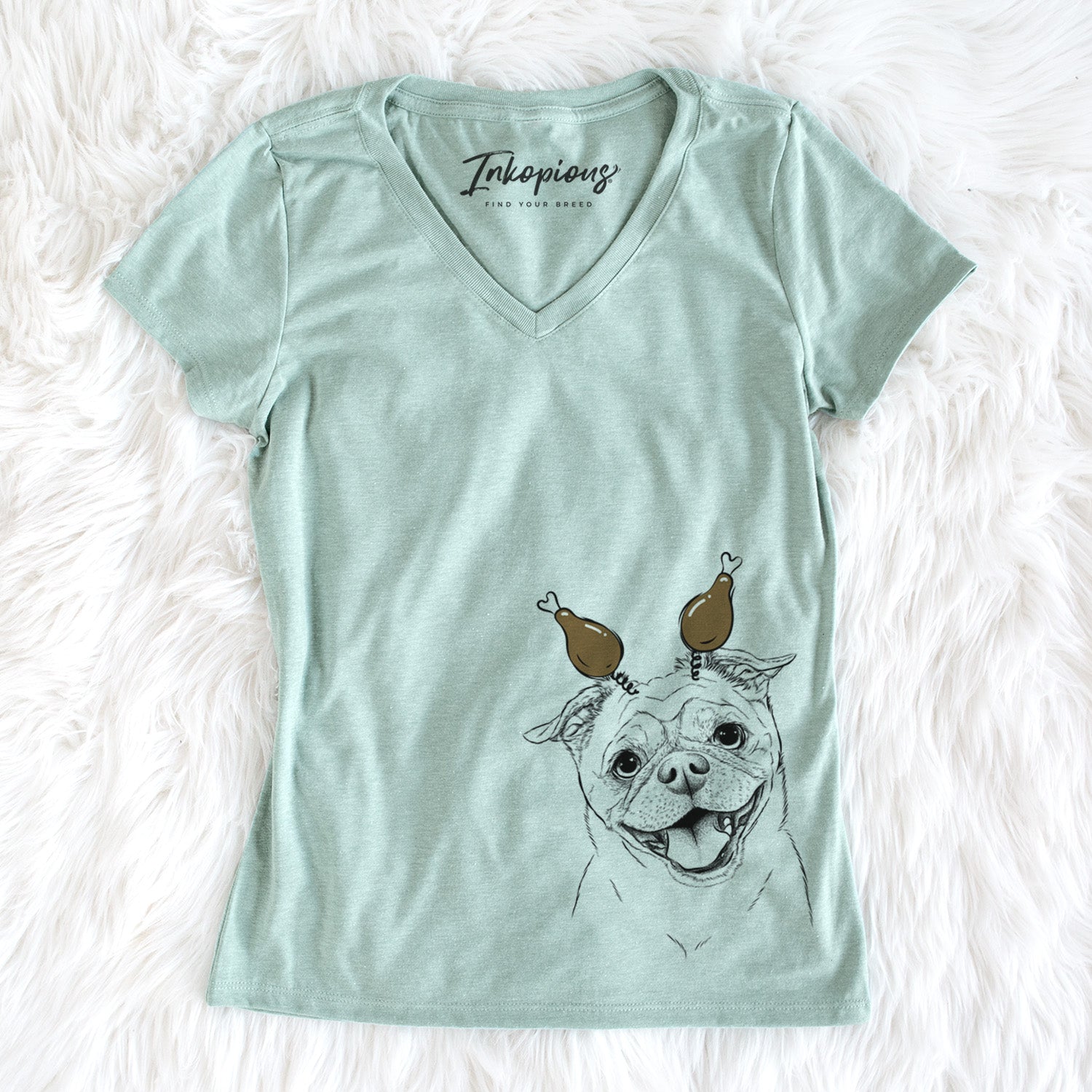 Thanksgiving Riley the Chug - Women's Perfect V-neck Shirt