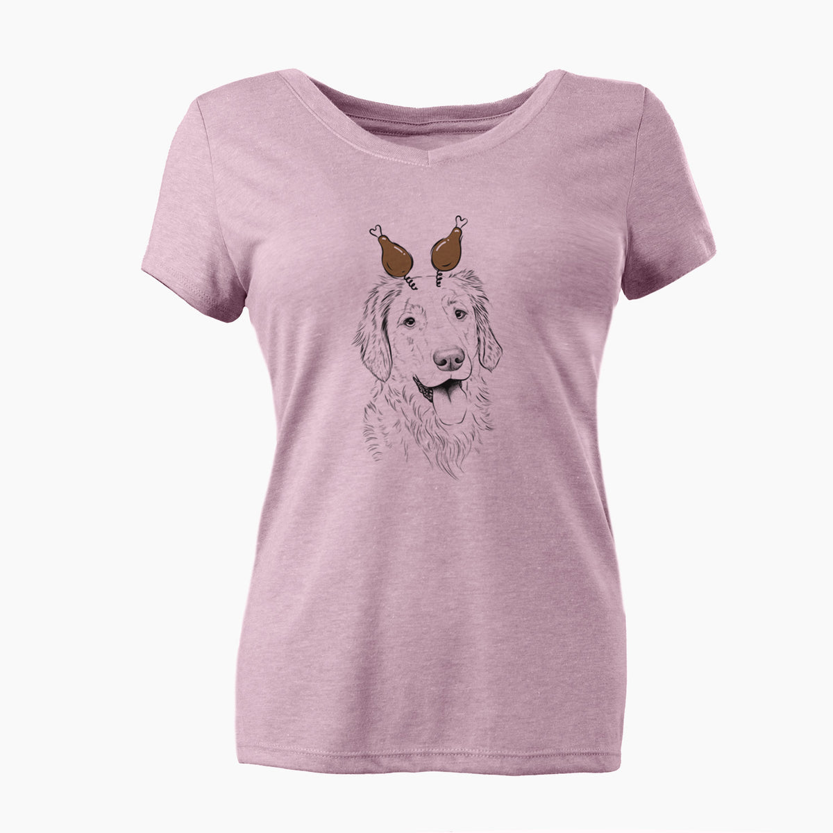 Thanksgiving Semba the Golden Retriever - Women's Perfect V-neck Shirt