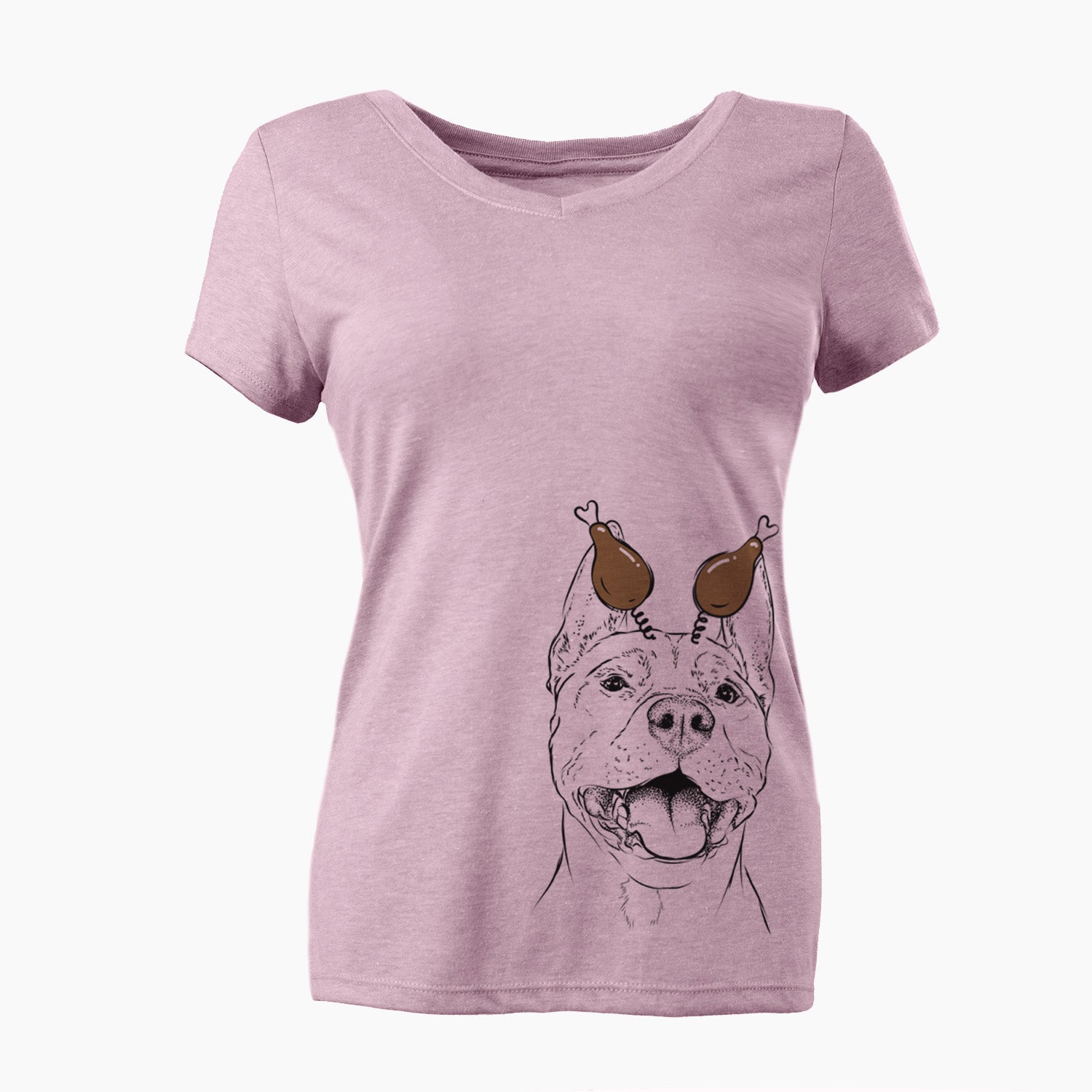 Thanksgiving Wally the Pitbull - Women's Perfect V-neck Shirt