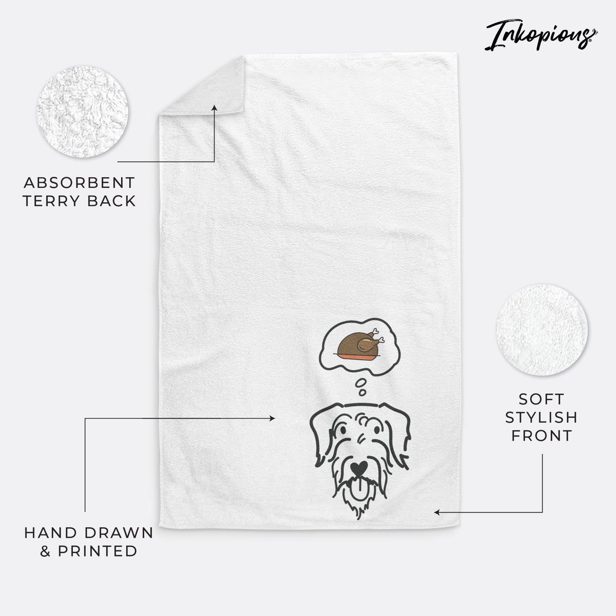 Turkey Thoughts Doodle - Dug - Decorative Hand Towel