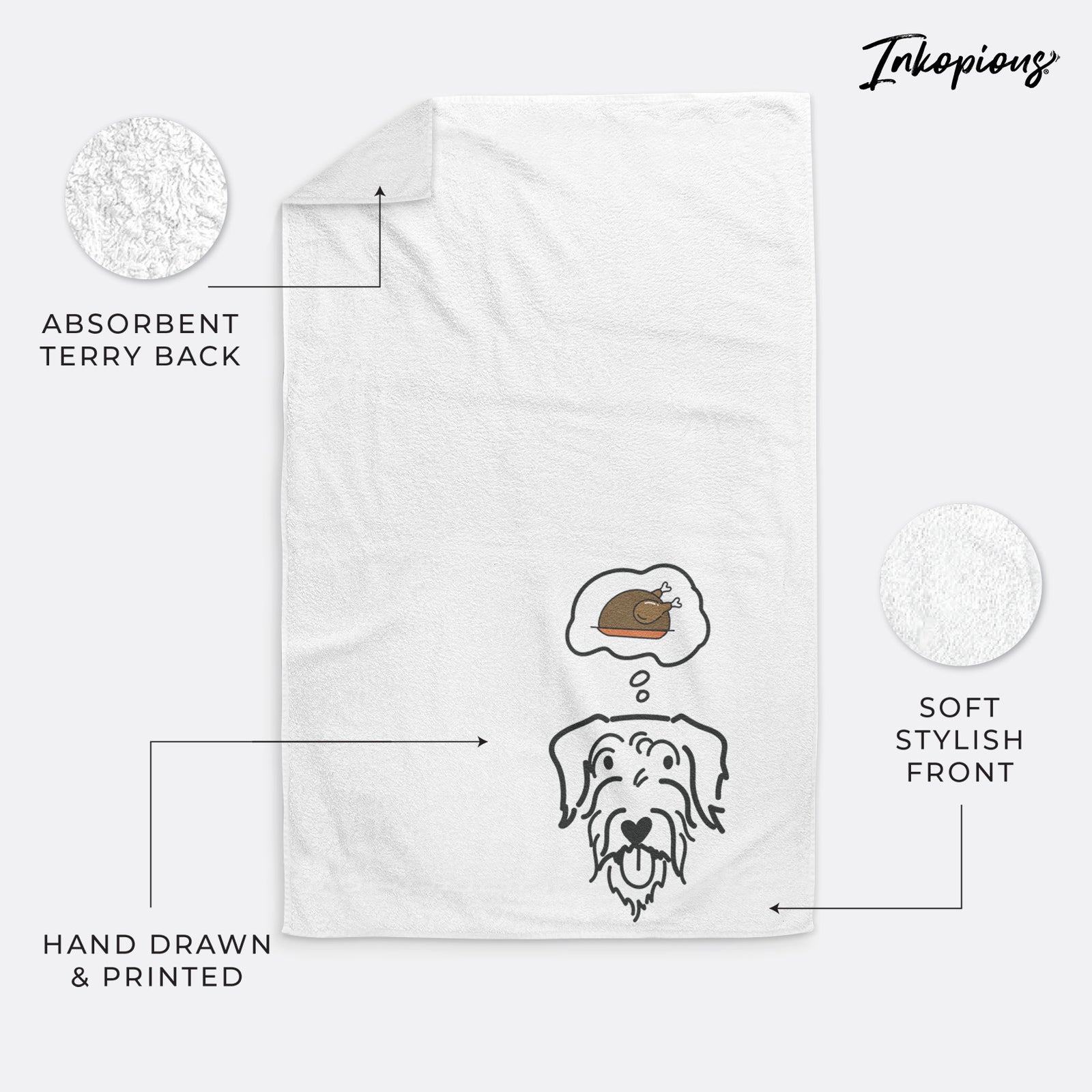 Turkey Thoughts Doodle - Dug - Decorative Hand Towel