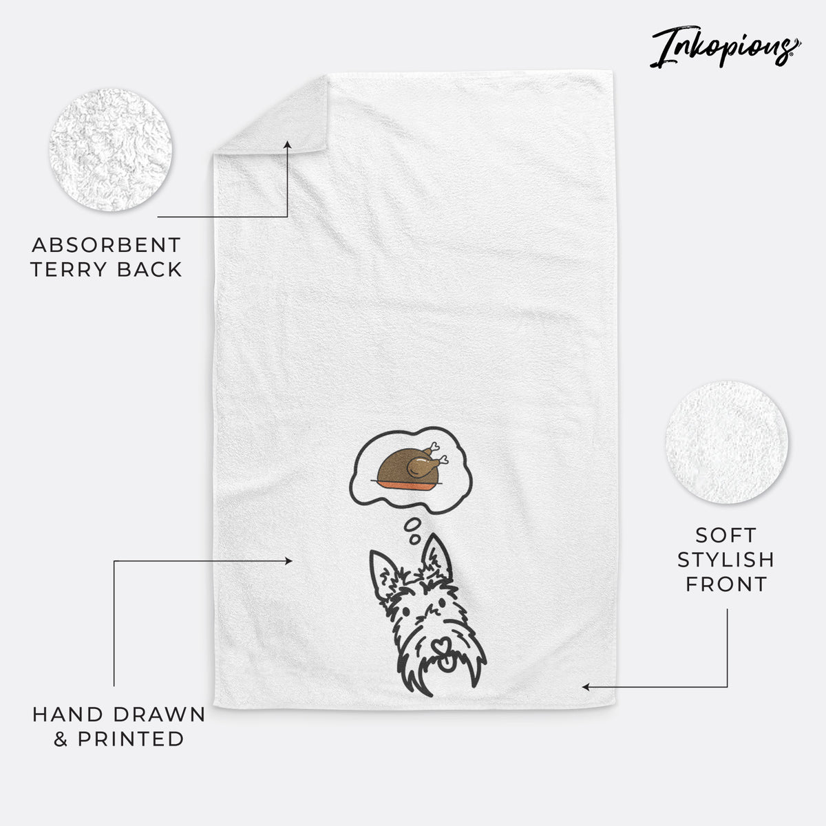 Turkey Thoughts Scottish Terrier - Thistle - Decorative Hand Towel