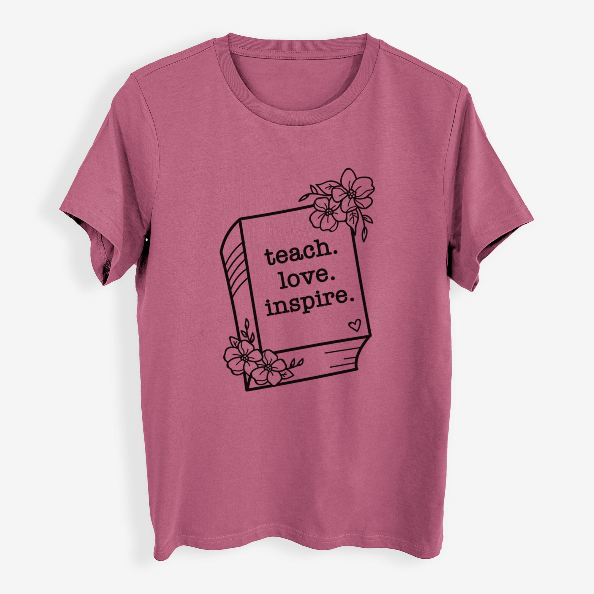 Teach. Love. Inspire. - Floral Book - Womens Everyday Maple Tee