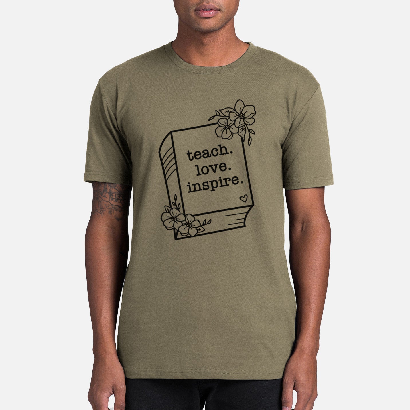 Teach. Love. Inspire. - Floral Book - Mens Everyday Staple Tee