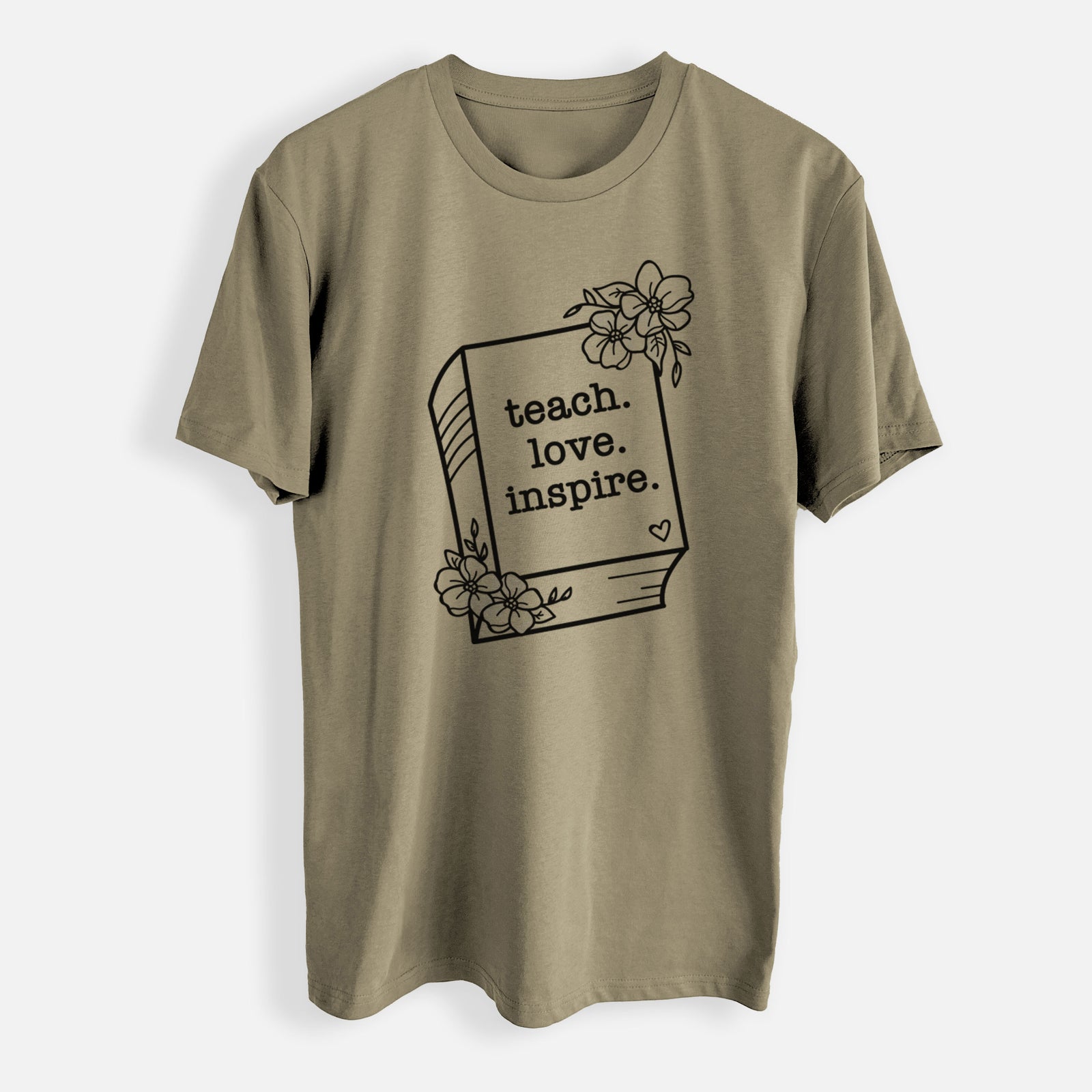 Teach. Love. Inspire. - Floral Book - Mens Everyday Staple Tee