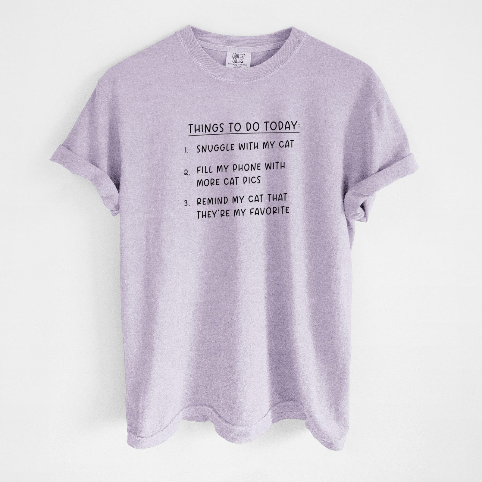 Things to Do Today - Snuggle with Cat - Unisex Comfort Colors Garment-Dyed Heavyweight T-shirt in Orchid