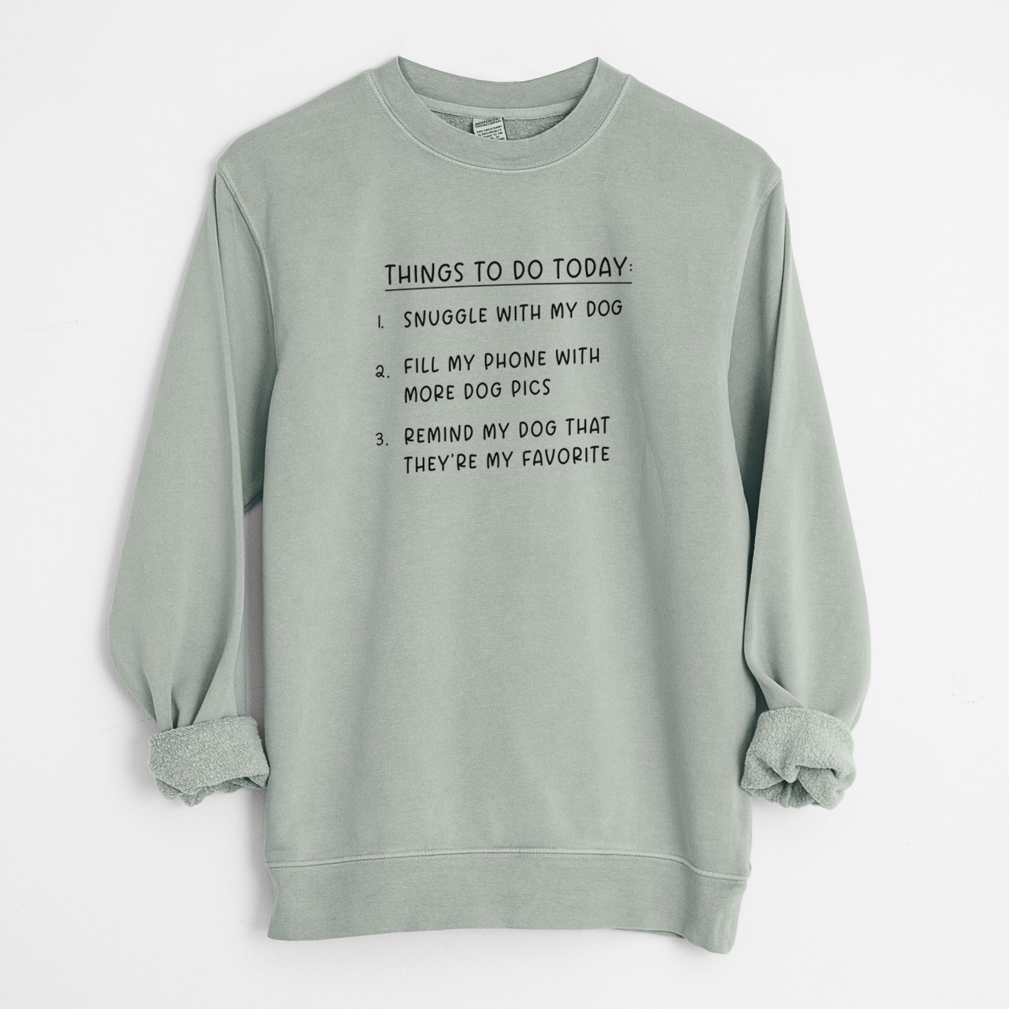 Things to Do Today - Snuggle with Dog - Unisex Pigment Dyed Crew Sweatshirt