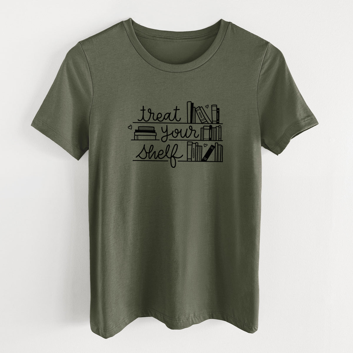 Treat Your Shelf - Book Pun - Women's Lightweight Relaxed Fit 100% Cotton Crewneck