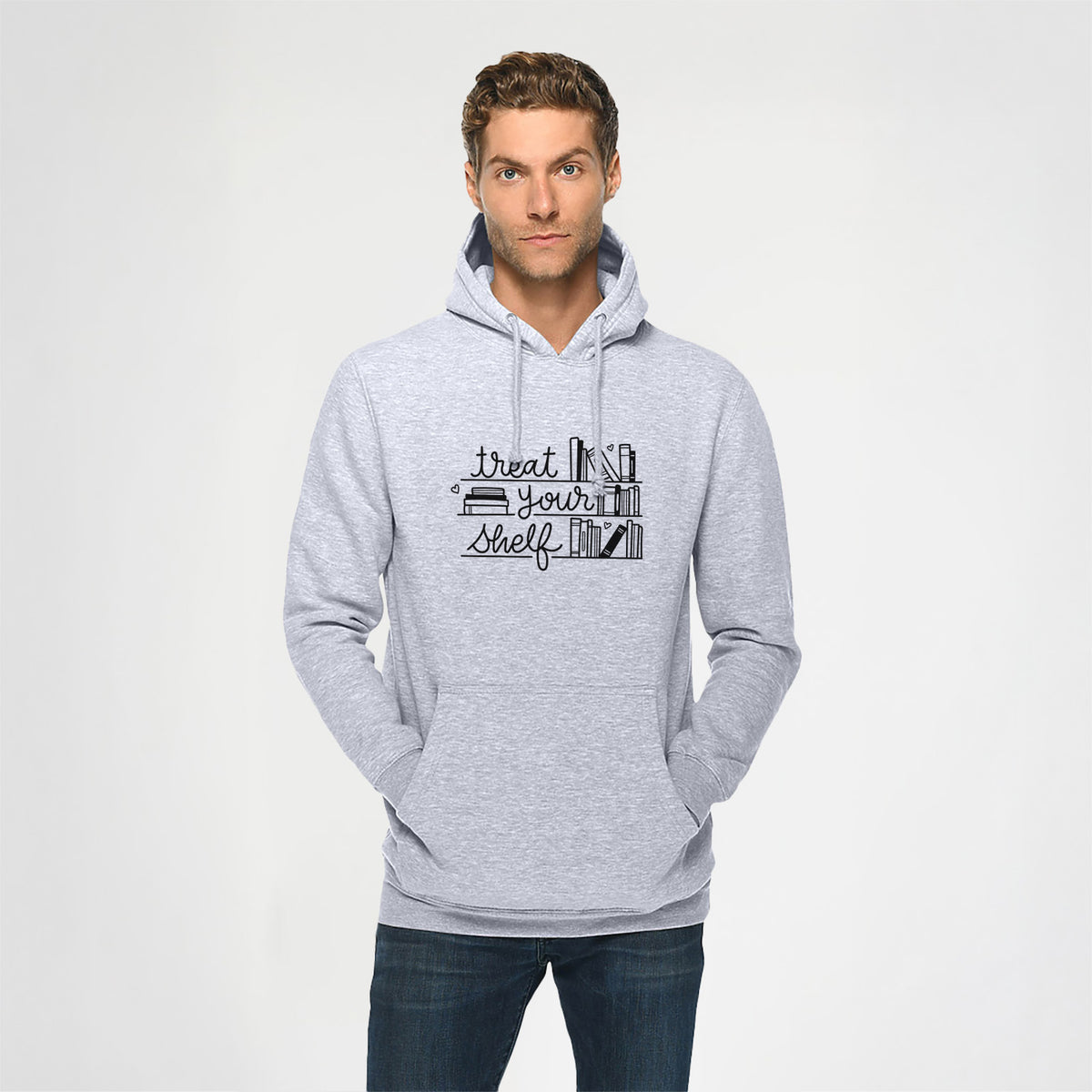 Treat Your Shelf - Book Pun - Heavyweight Fleece Hoodie