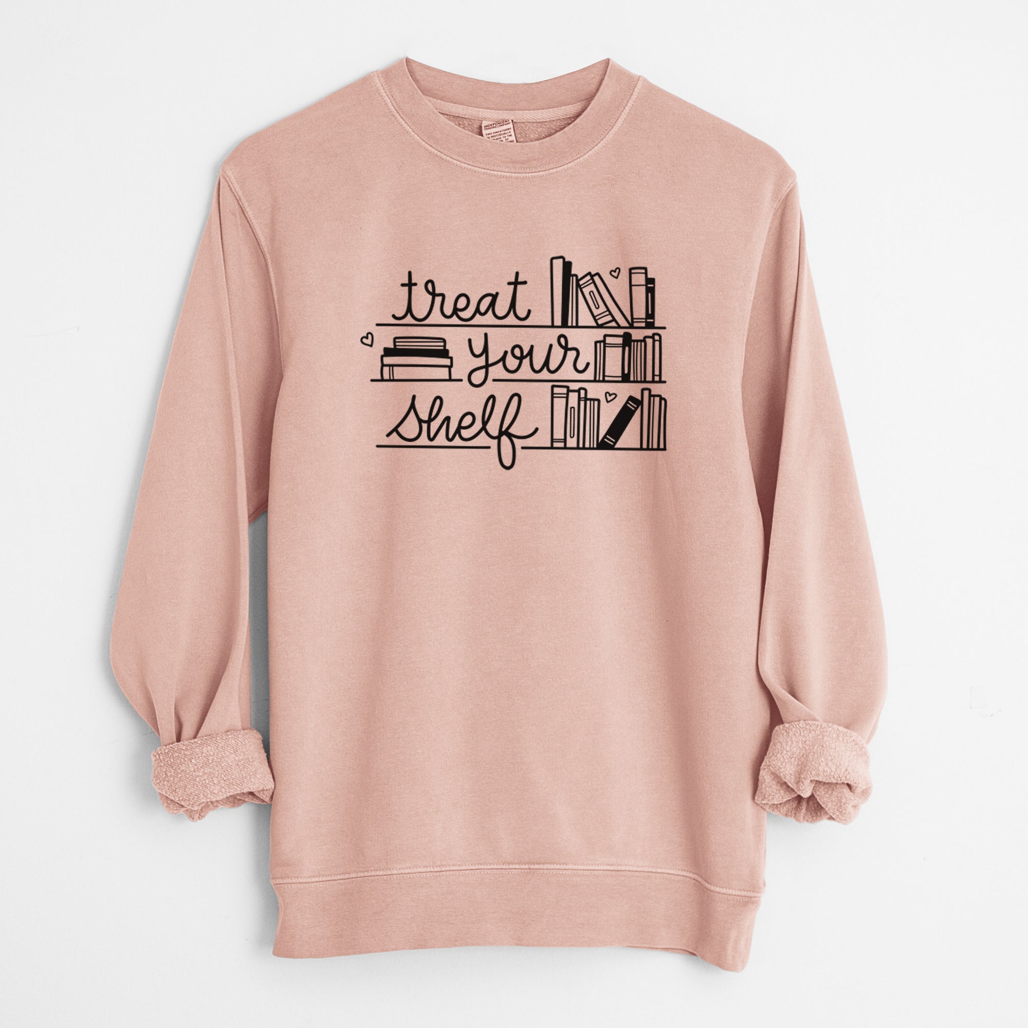 Treat Your Shelf - Book Pun - Unisex Pigment Dyed Crew Sweatshirt