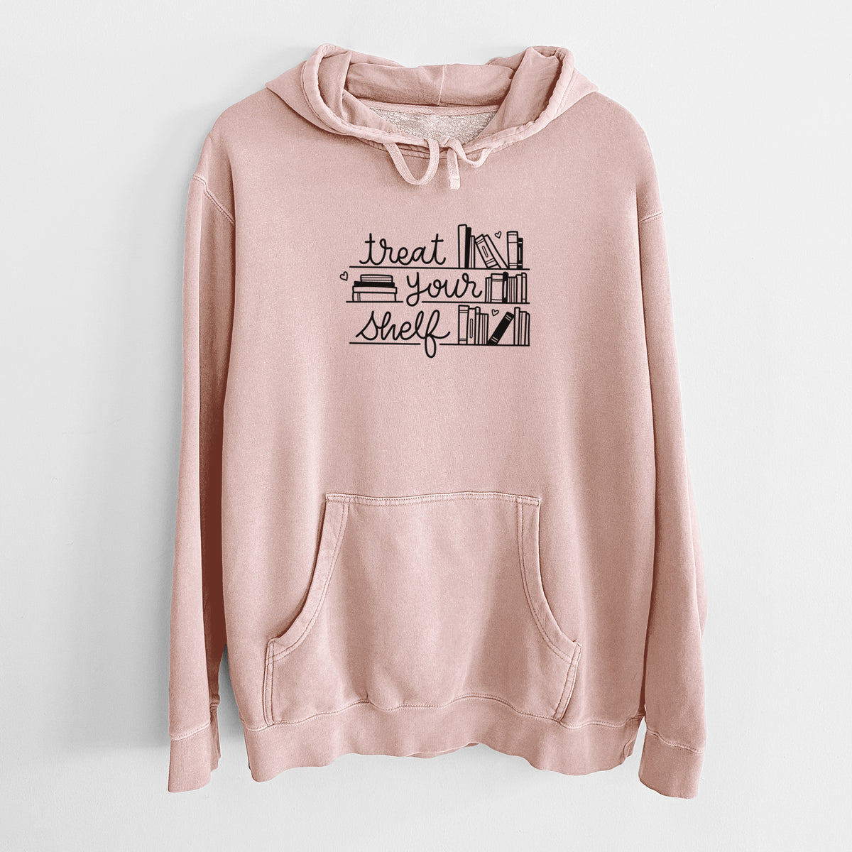 Treat Your Shelf - Book Pun - Unisex Pigment Dyed Hoodie