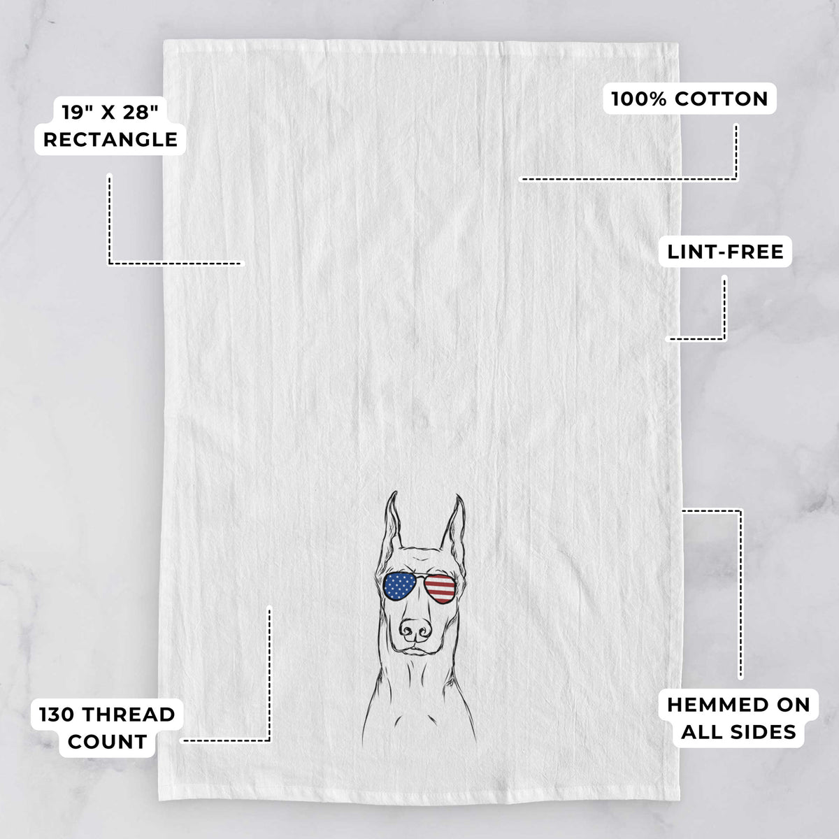 Ace the Doberman Pinscher Tea Towel