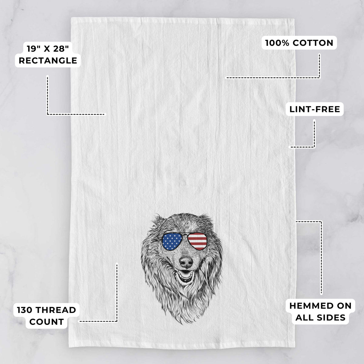 Addie the Collie Mix Tea Towel