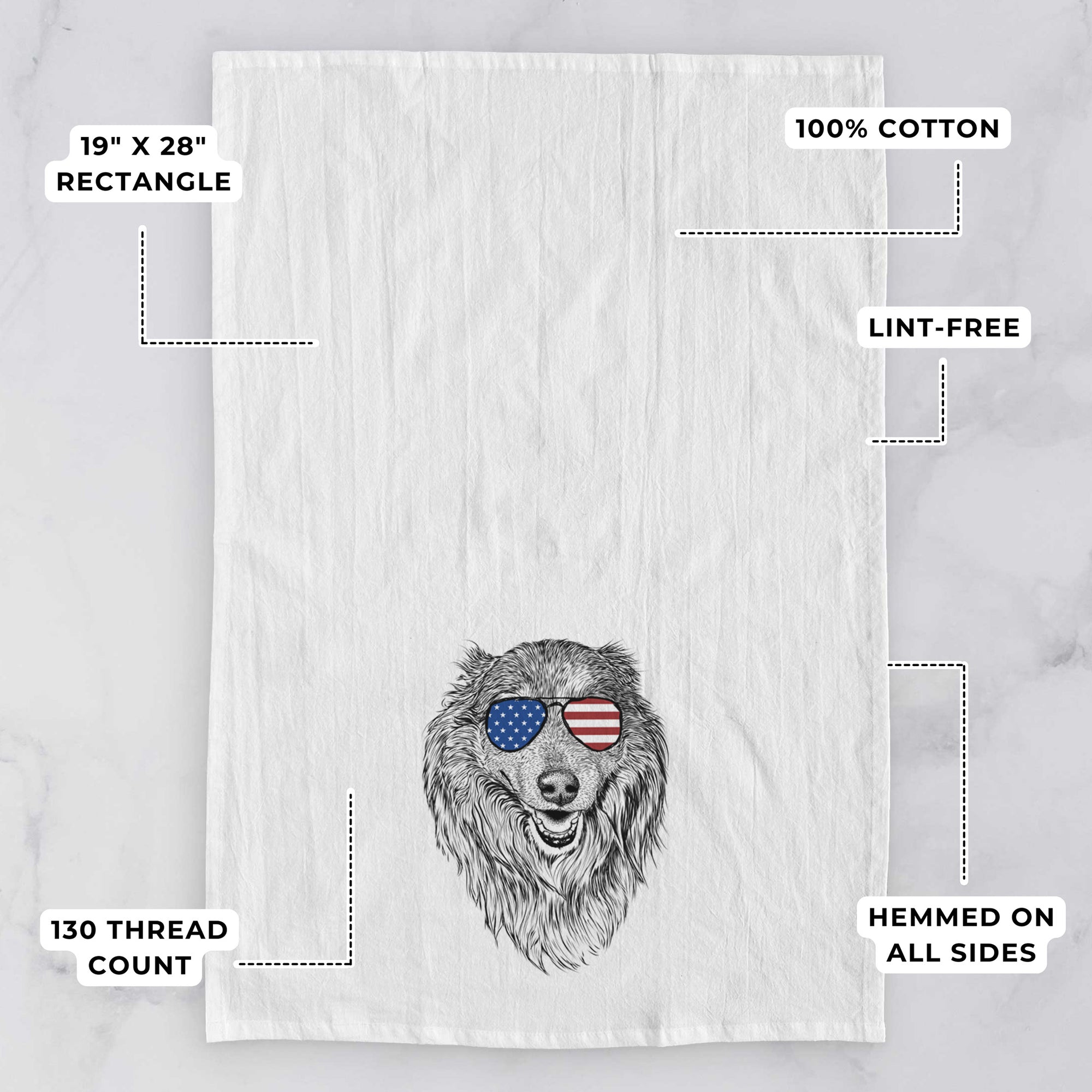 Addie the Collie Mix Tea Towel