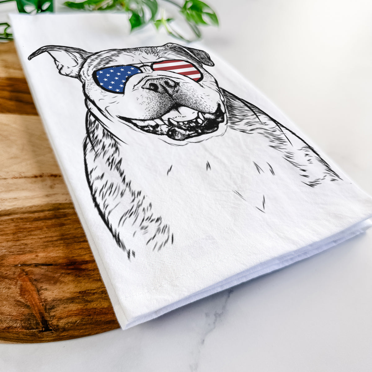 Agatha the Boston Bulldog Tea Towel