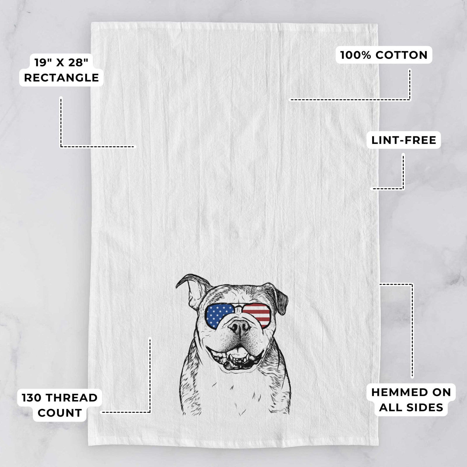 Agatha the Boston Bulldog Tea Towel