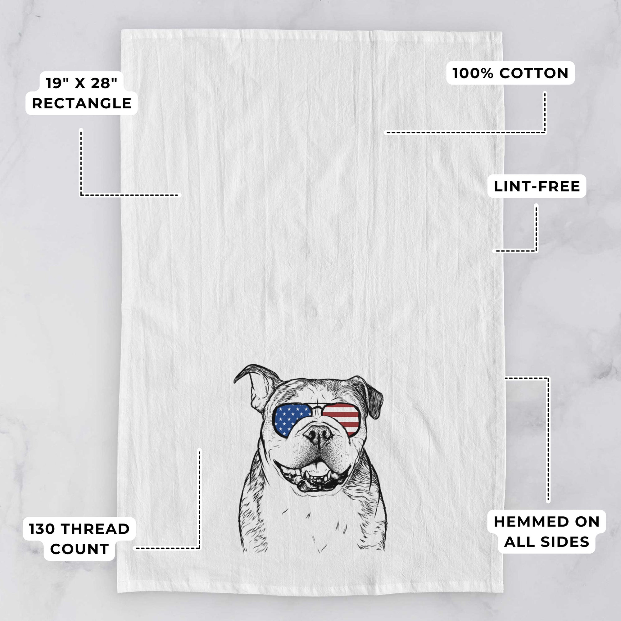 Agatha the Boston Bulldog Tea Towel