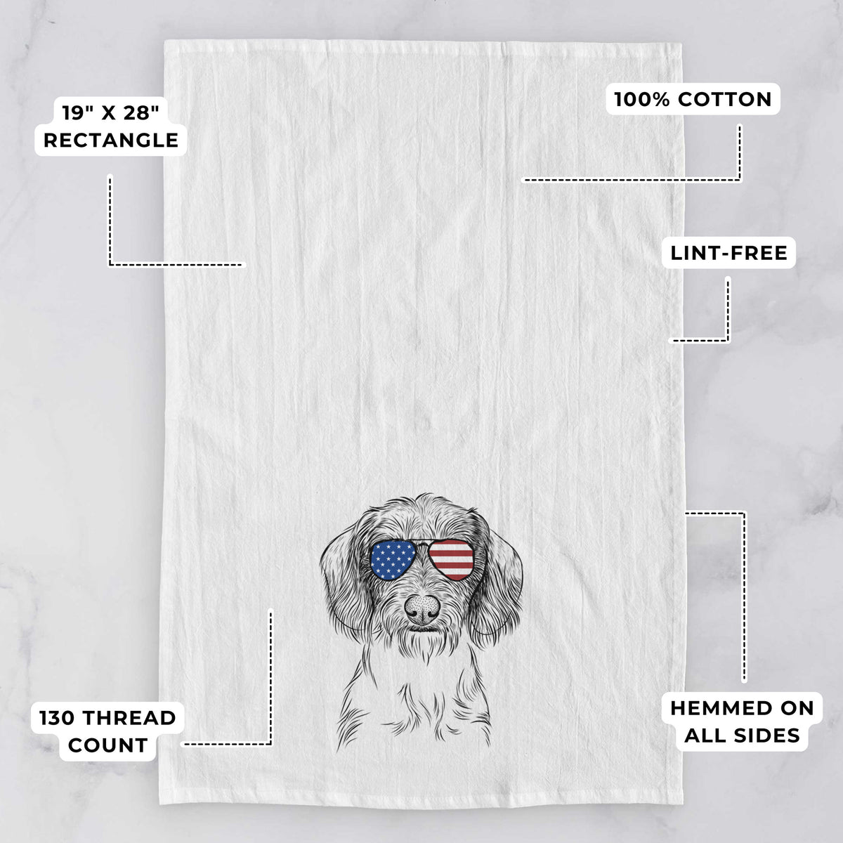 Almond the Wirehaired Dachshund Tea Towel