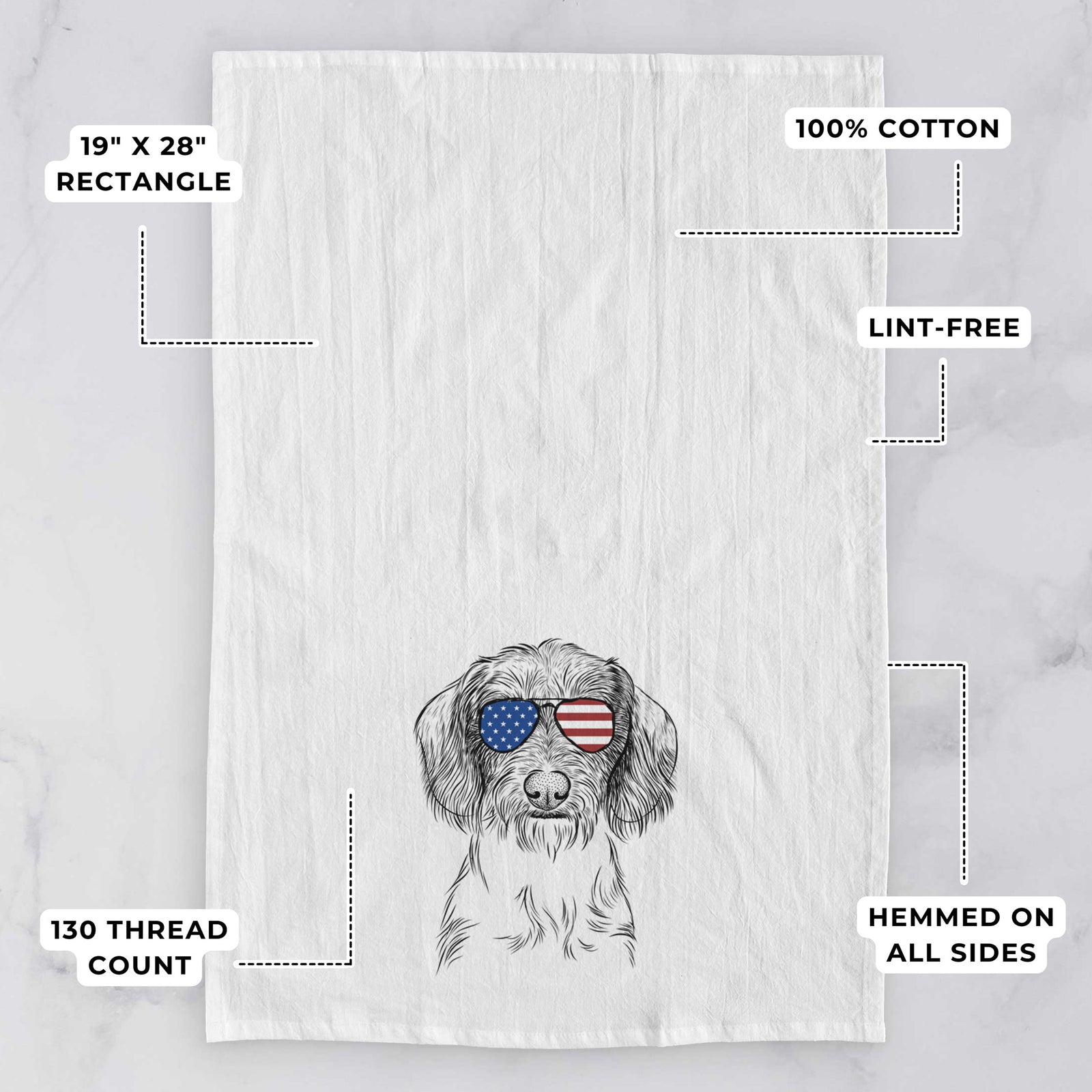 Almond the Wirehaired Dachshund Tea Towel
