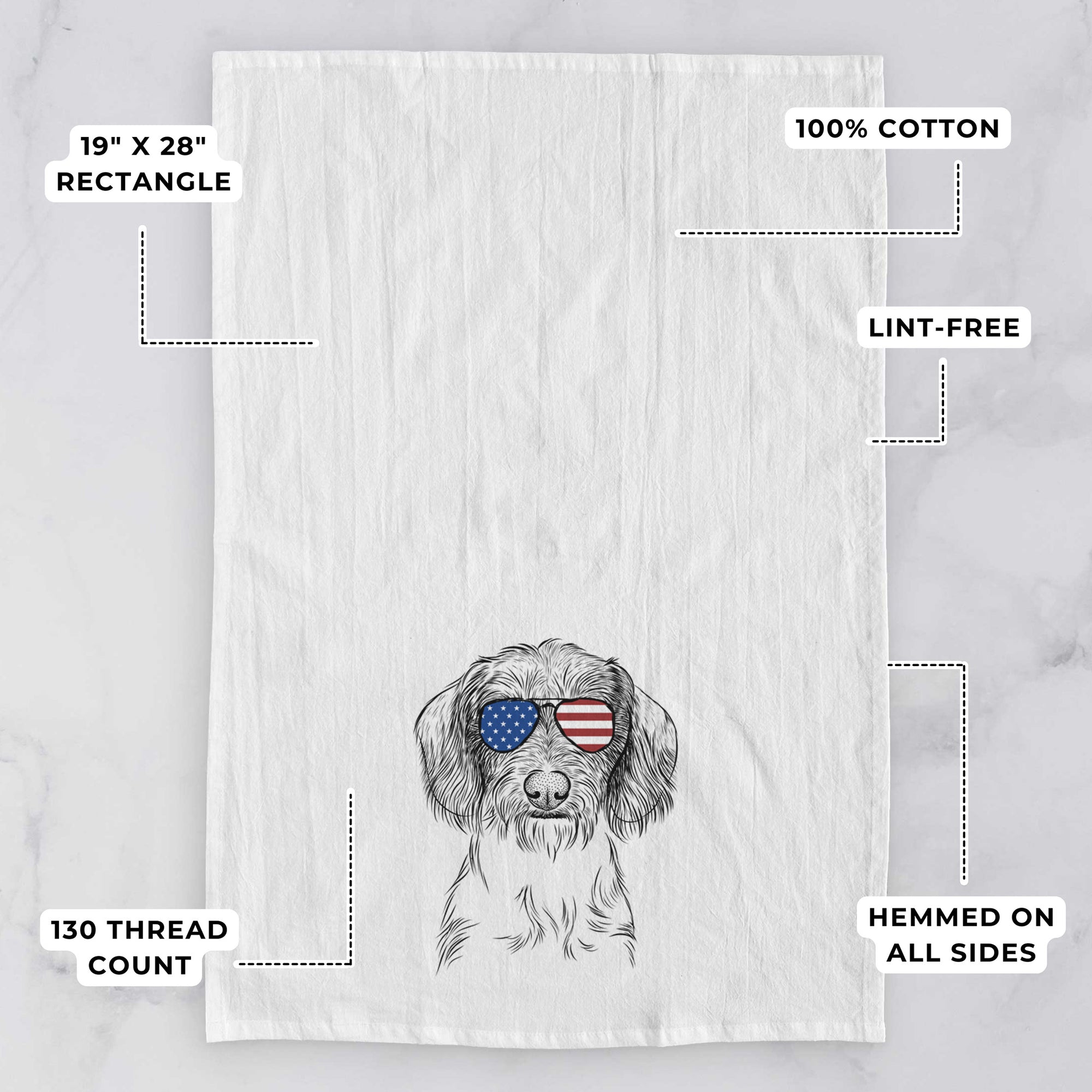 Almond the Wirehaired Dachshund Tea Towel