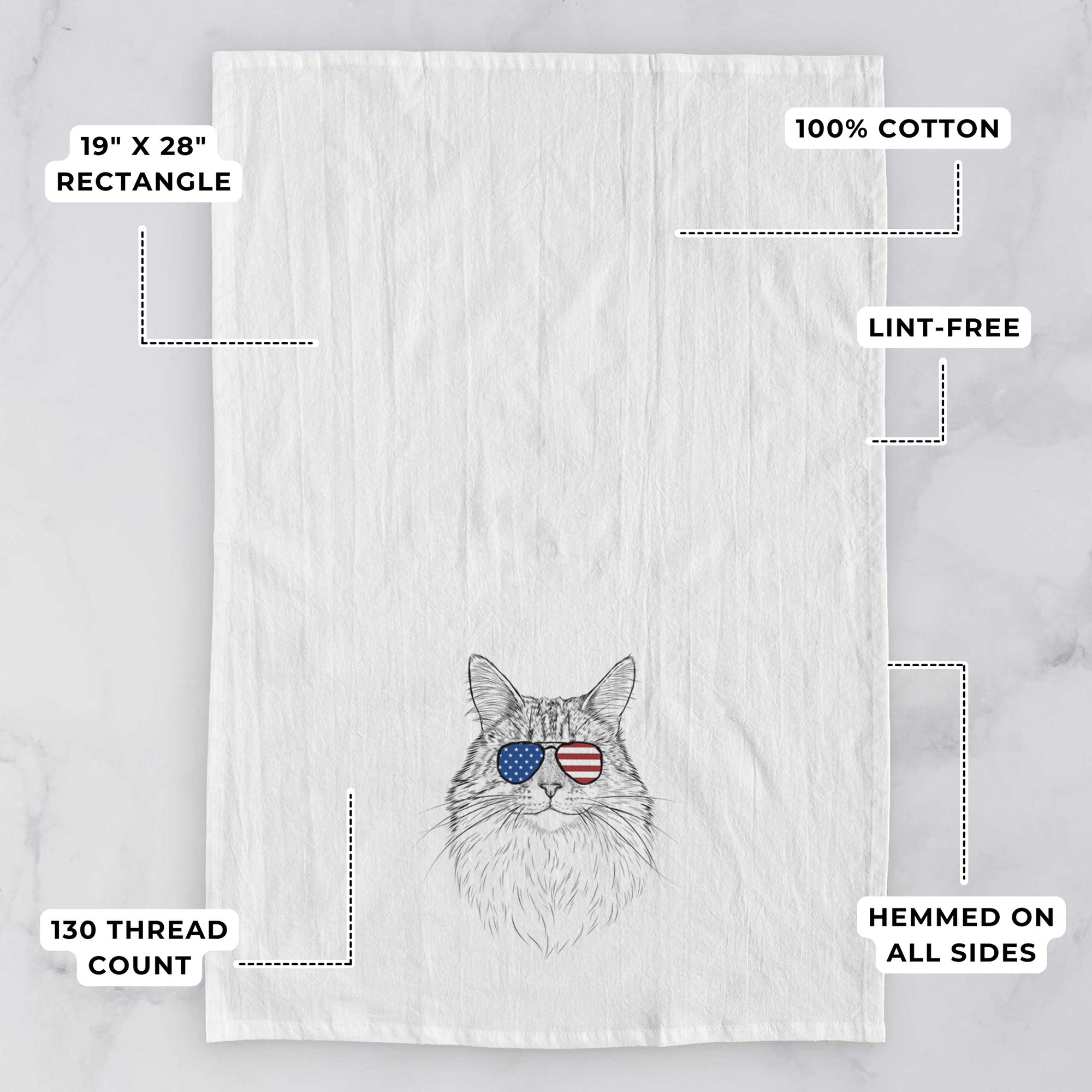 Angel the Maine Coon Cat Tea Towel