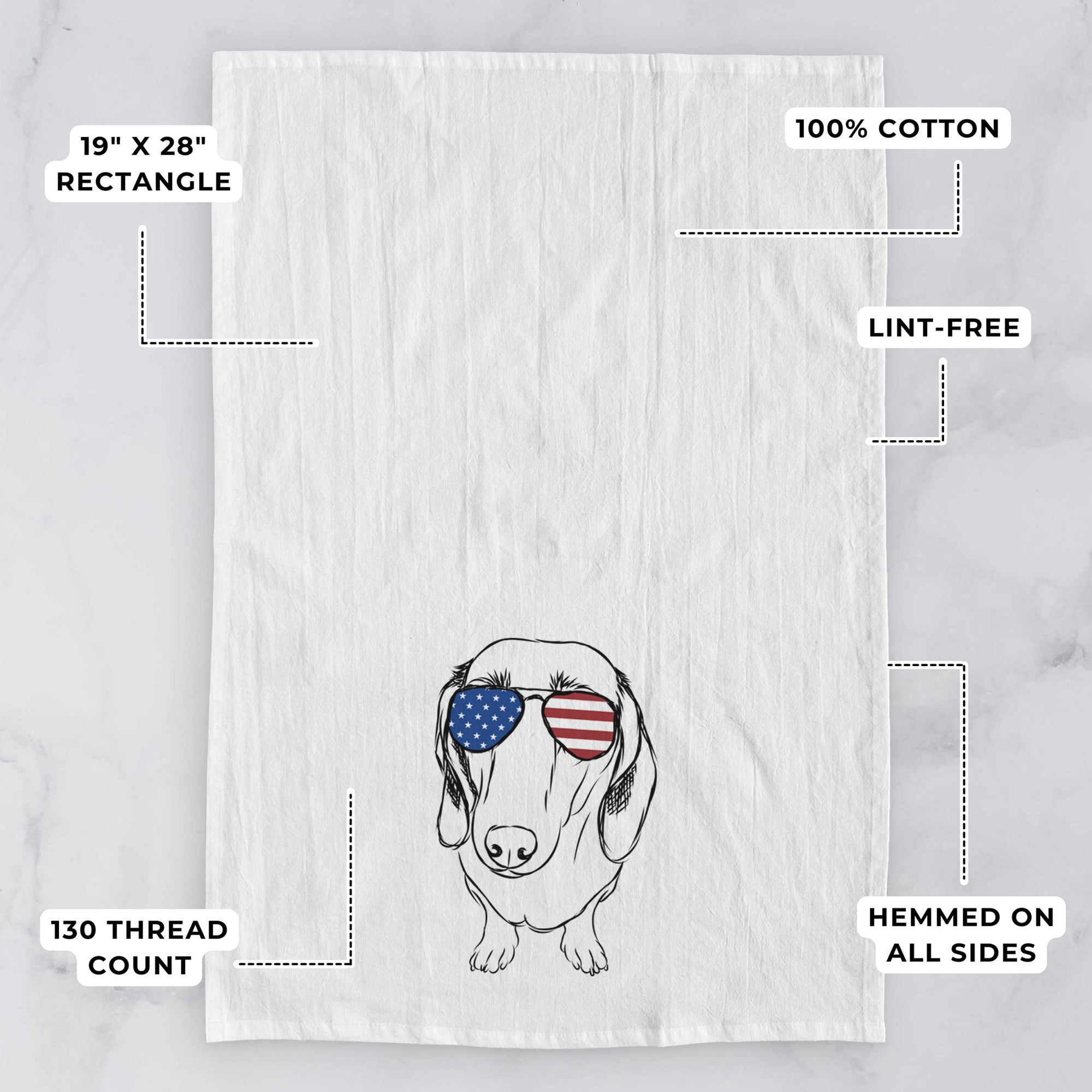 Annabelle the Dachshund Tea Towel